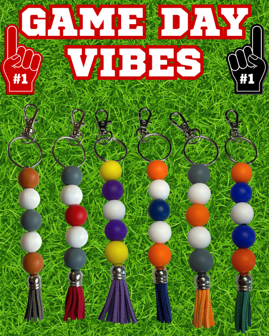Silicone Beaded Stand-Alone Keychain | Team Color Keychains- Game Day Ready!