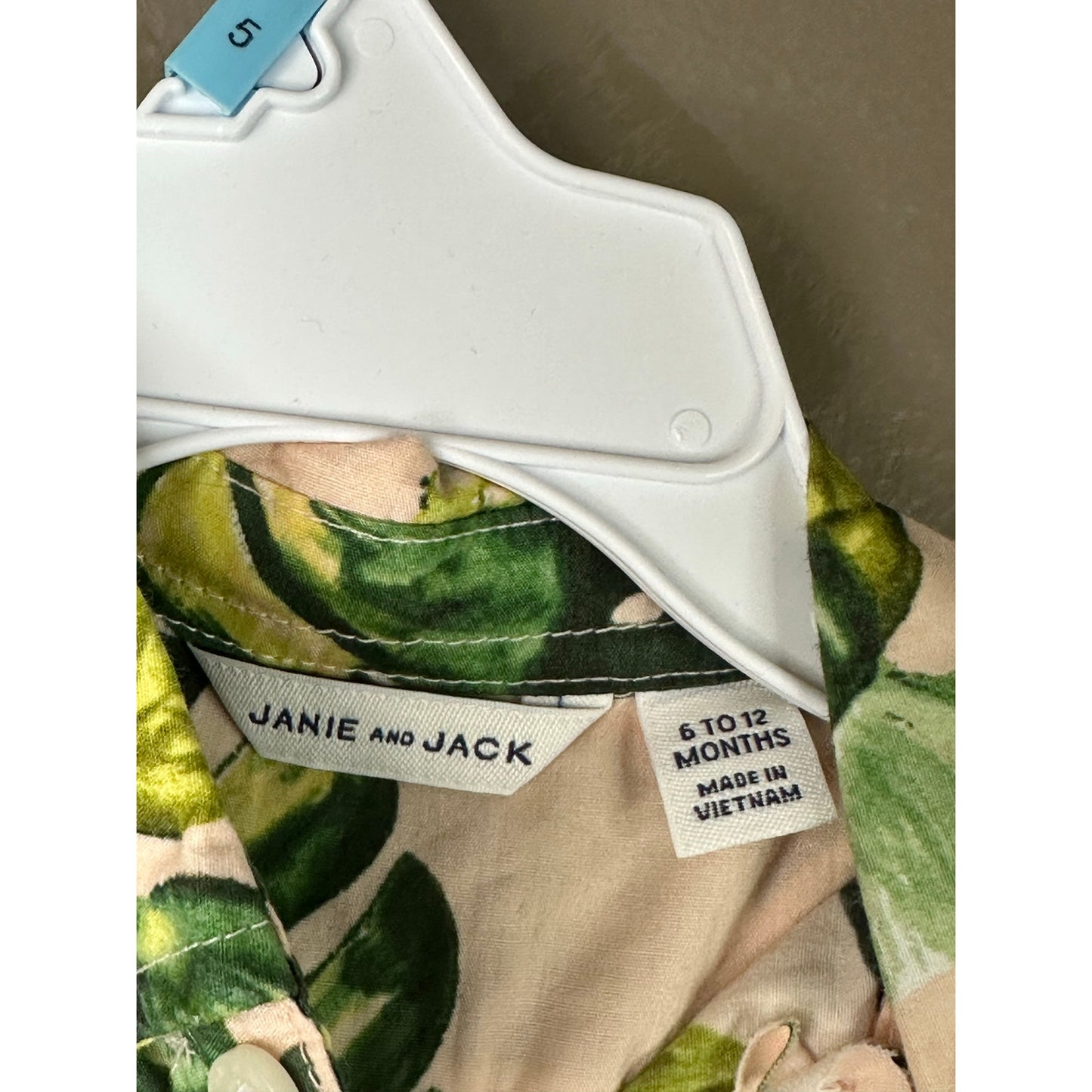 Boy’s Janie & Jack Pink Hawaiian Print Short Sleeve Button Down Size 6-12 Months