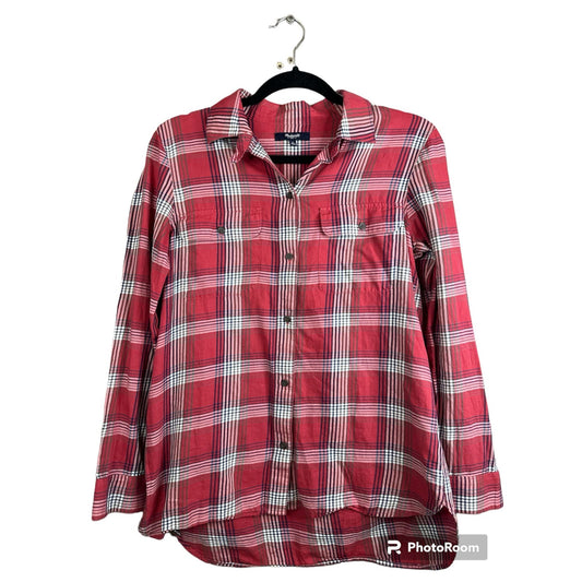 Madewell Ex-Boyfriend Long Sleeve Button Down Flannel Plaid Blouse Size Small