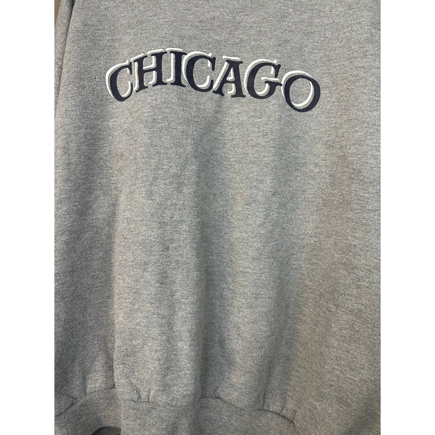 Vintage Jerzees Grey Blue Graphic ‘Chicago’ Long Sleeves Sweatshirt Size XL
