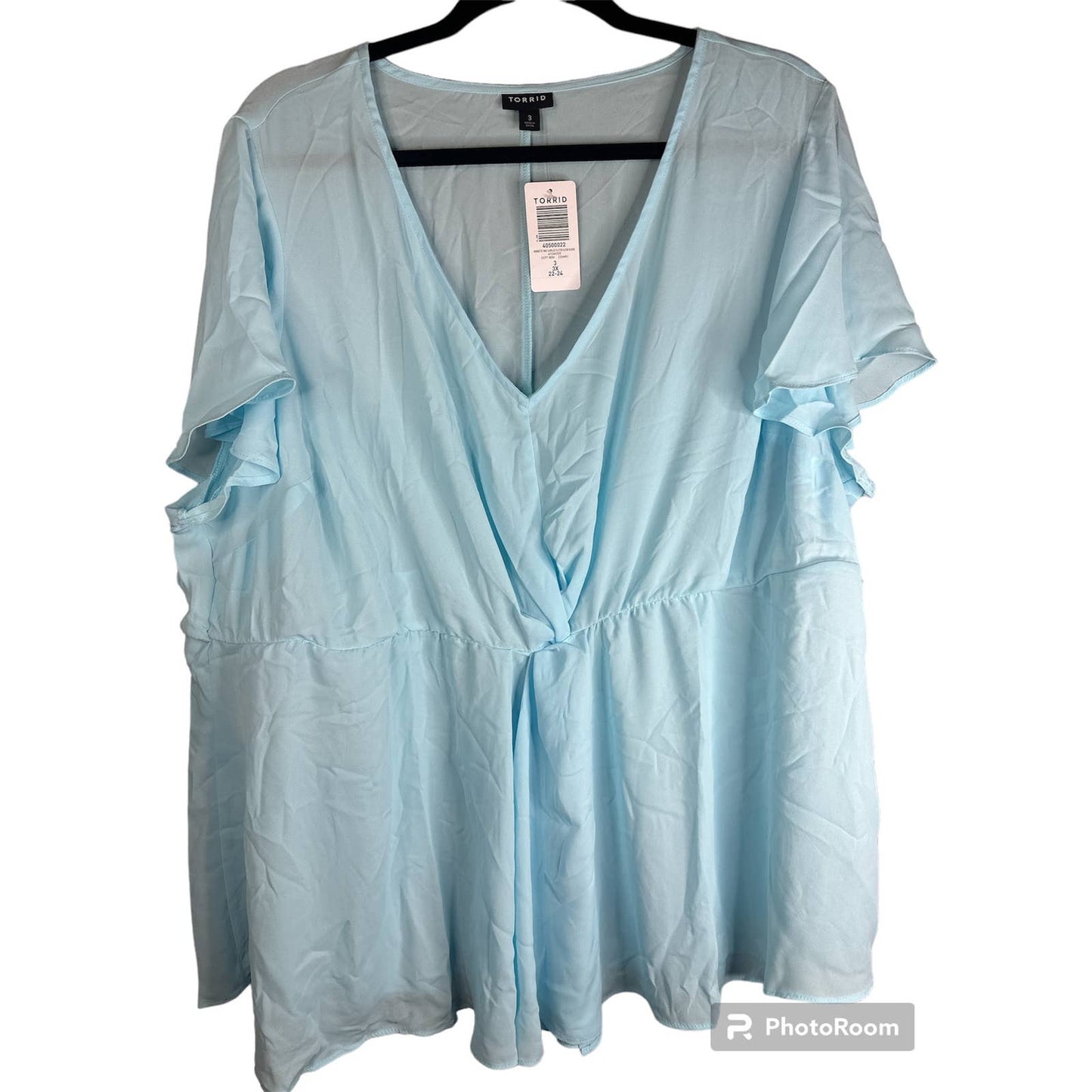 NWT Torrid Georgette Twist Surplice Flutter Sleeve Blouse V Neck Size 3(3X)