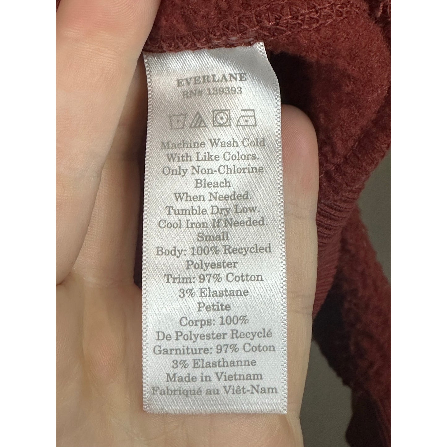 Everlane ReNew Rust Dark Red Long Sleeve Sherpa Pullover Sweatshirt Size Small
