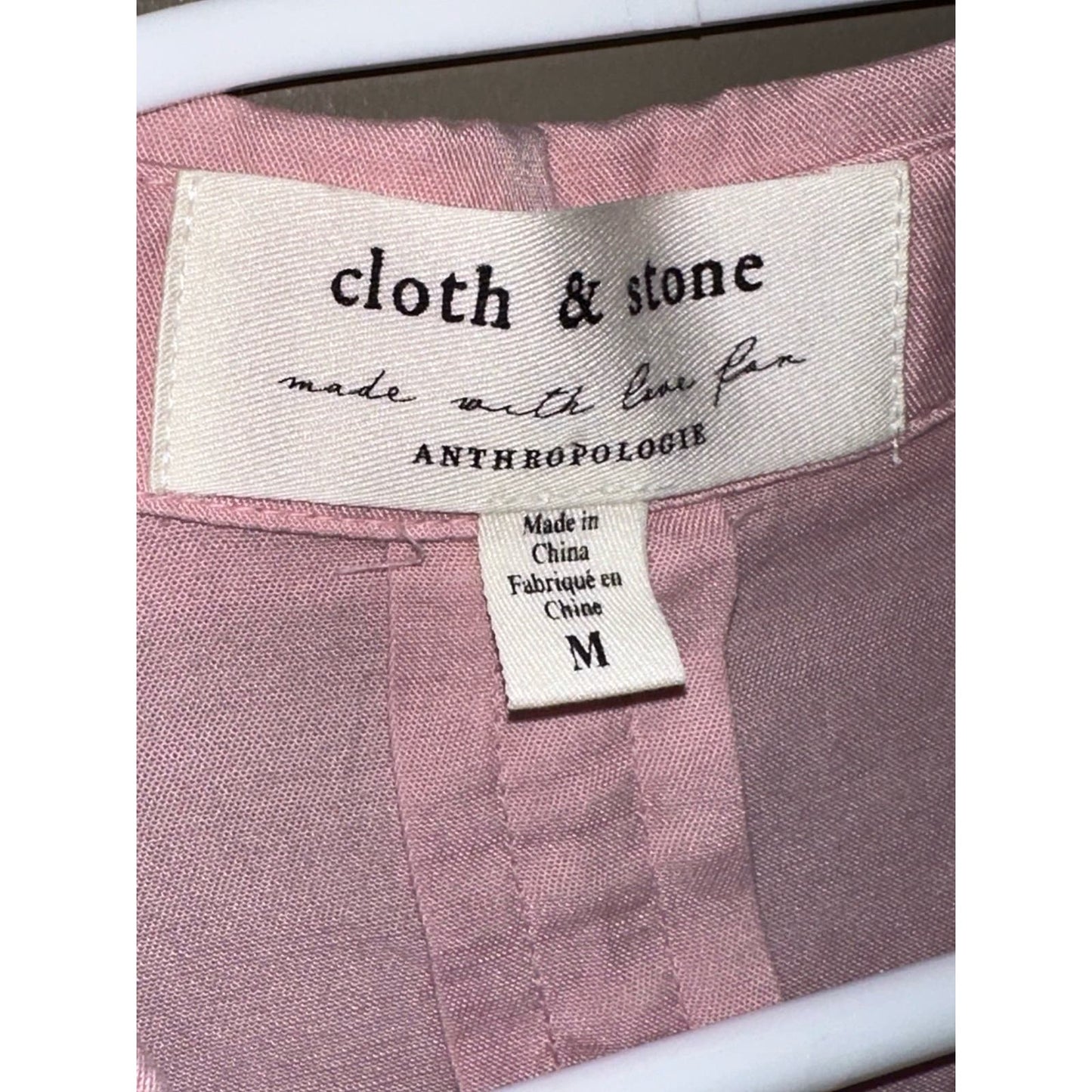 Cloth & Stone Pink Ruffle Shoulder Long Sleeve Button Up Blouse Size Medium