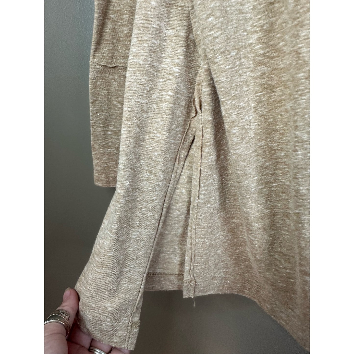We The Free Beige/ Tan Long Sleeve Cowl Neck Bella Vista Blouse Size XS