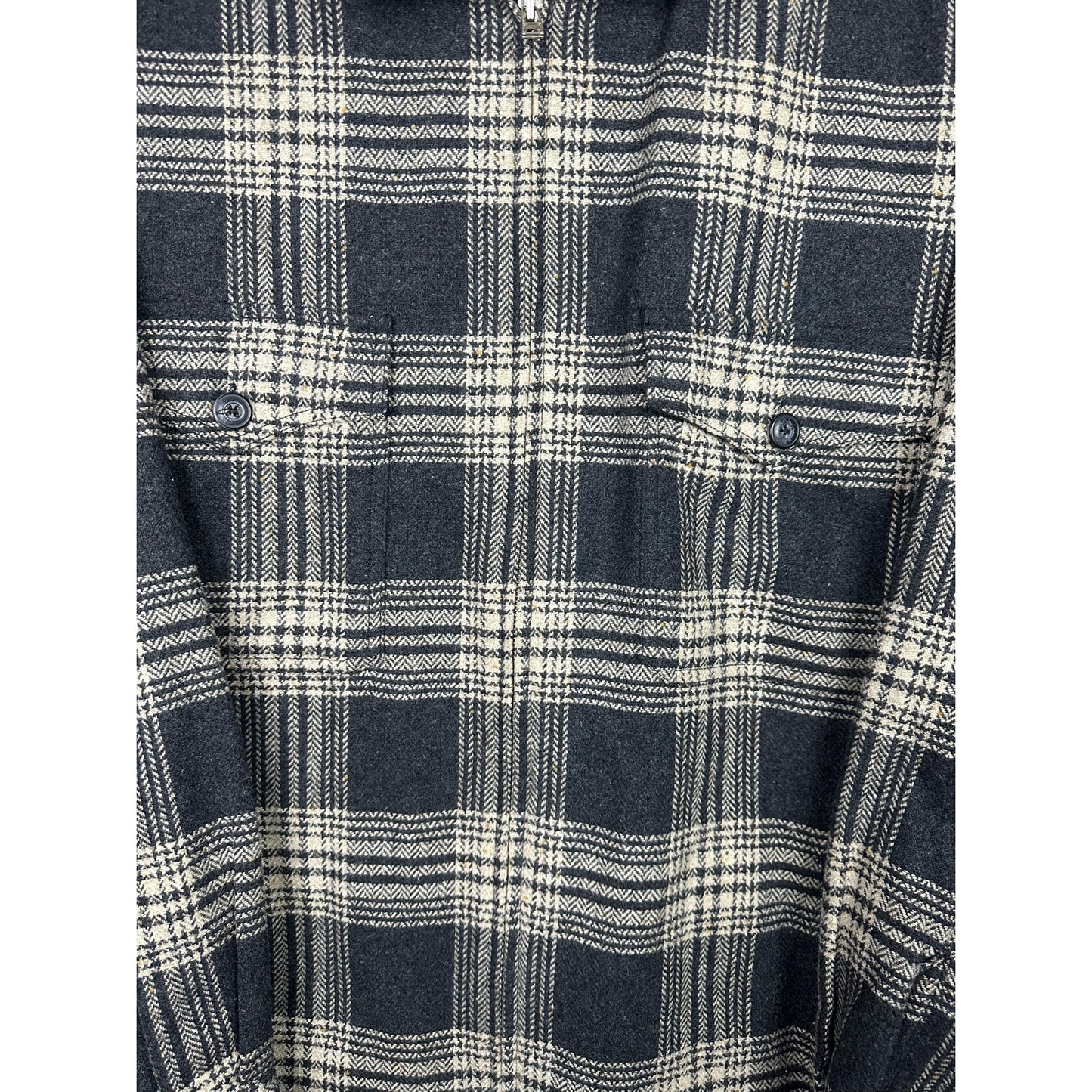 Men’s Dockers Authentic Zip Up Plaid Pockets Wool Collared Jacket Size Large