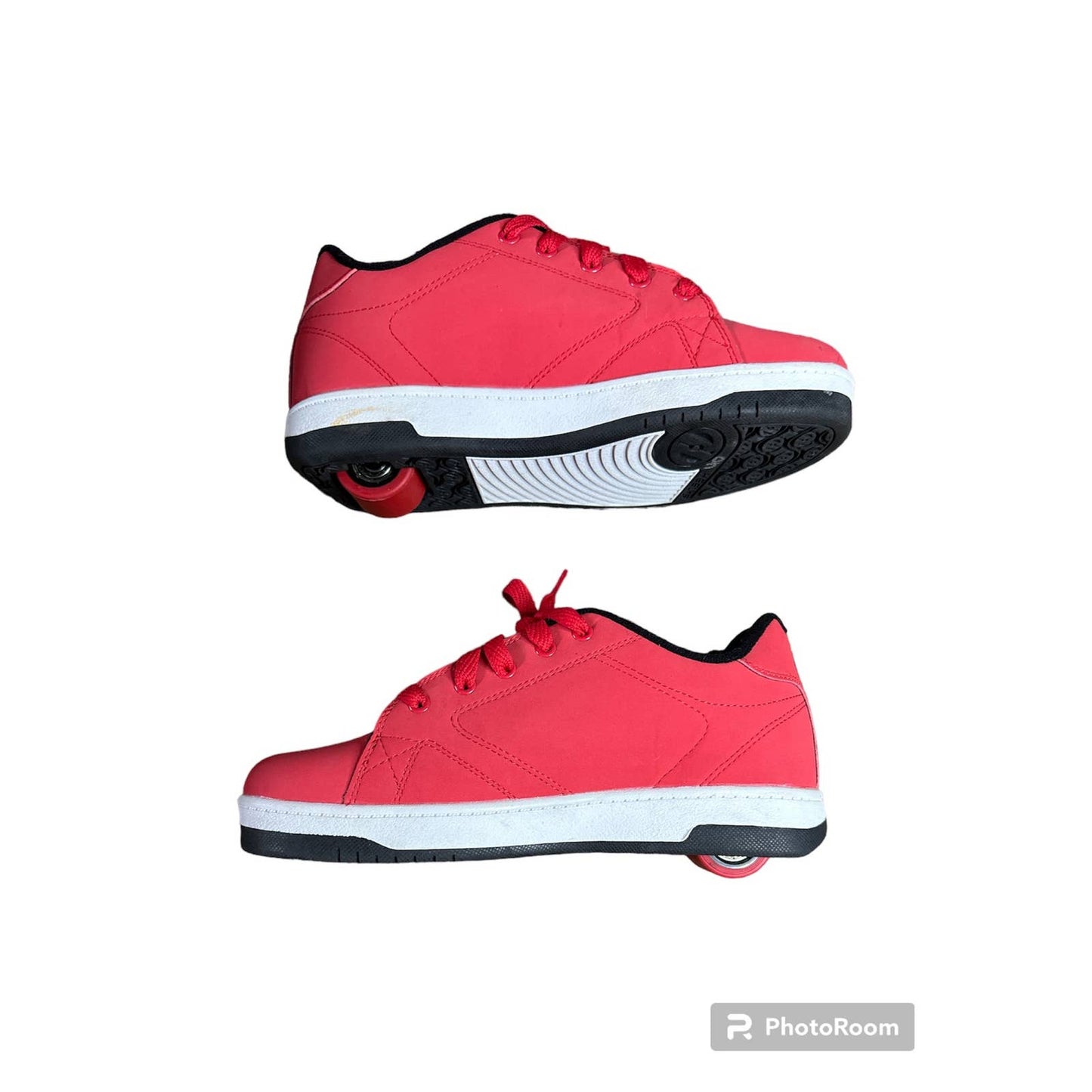 Heely’s Red Black Logo Wheels Lace Up Low Top Sneakers Size 6