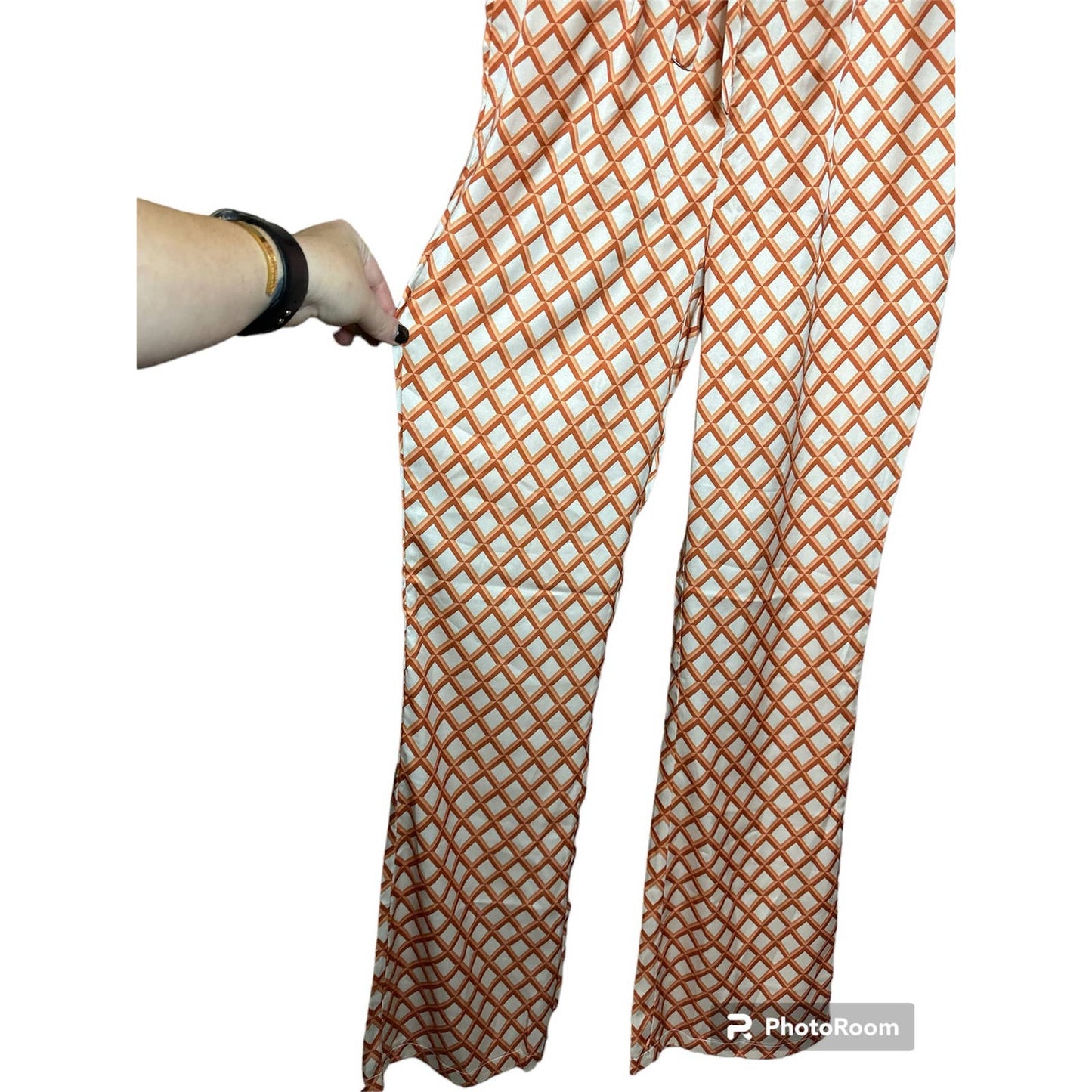 NWT Cider Silky Orange And White/Cream Pants Size XS