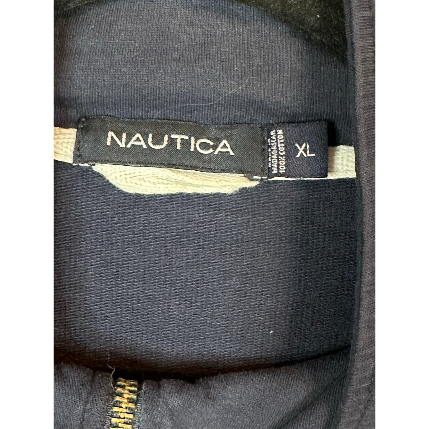 Men’s Nautica Blue Long Sleeve Blue Quarter Zip Pullover Sweatshirt Size XL