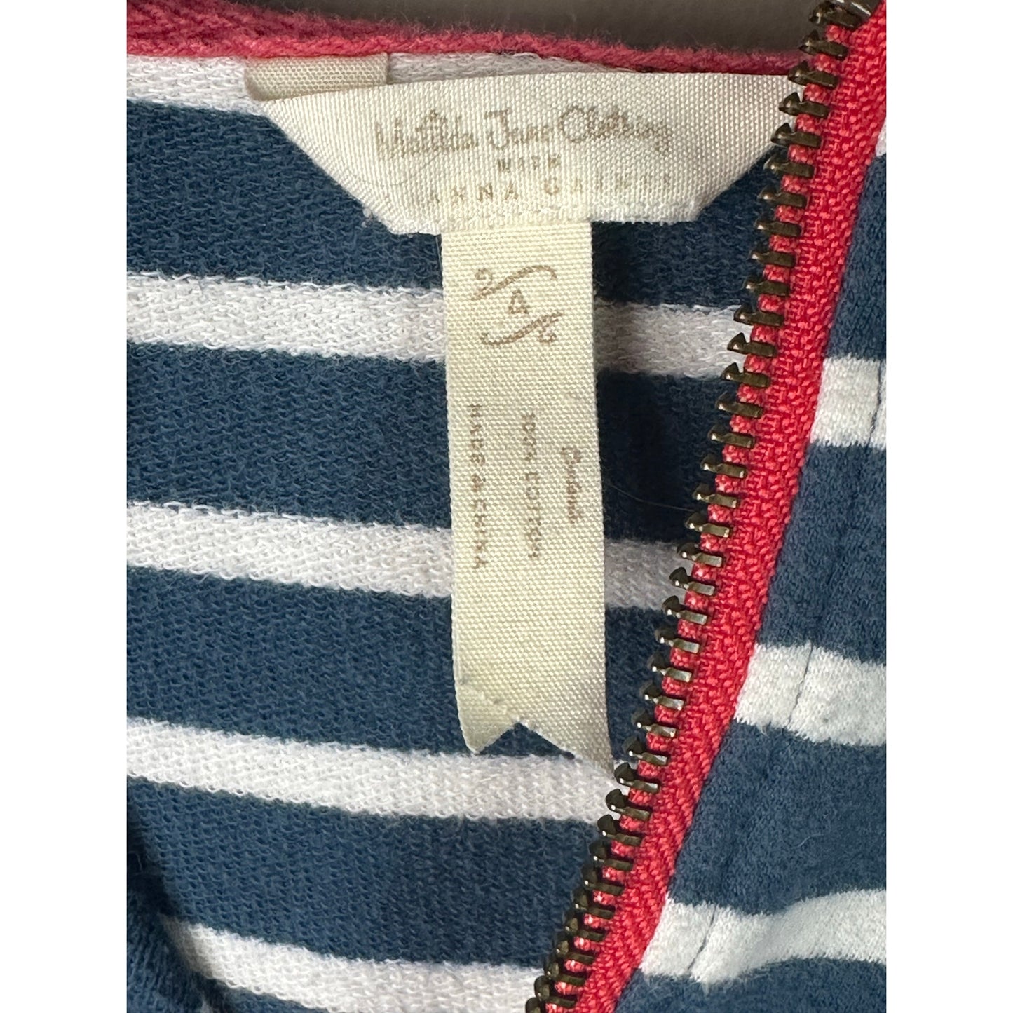 Matilda Jane X Joanna Gaines Unisex Blue White Stripe Quarter Zip Hoodie Size 4