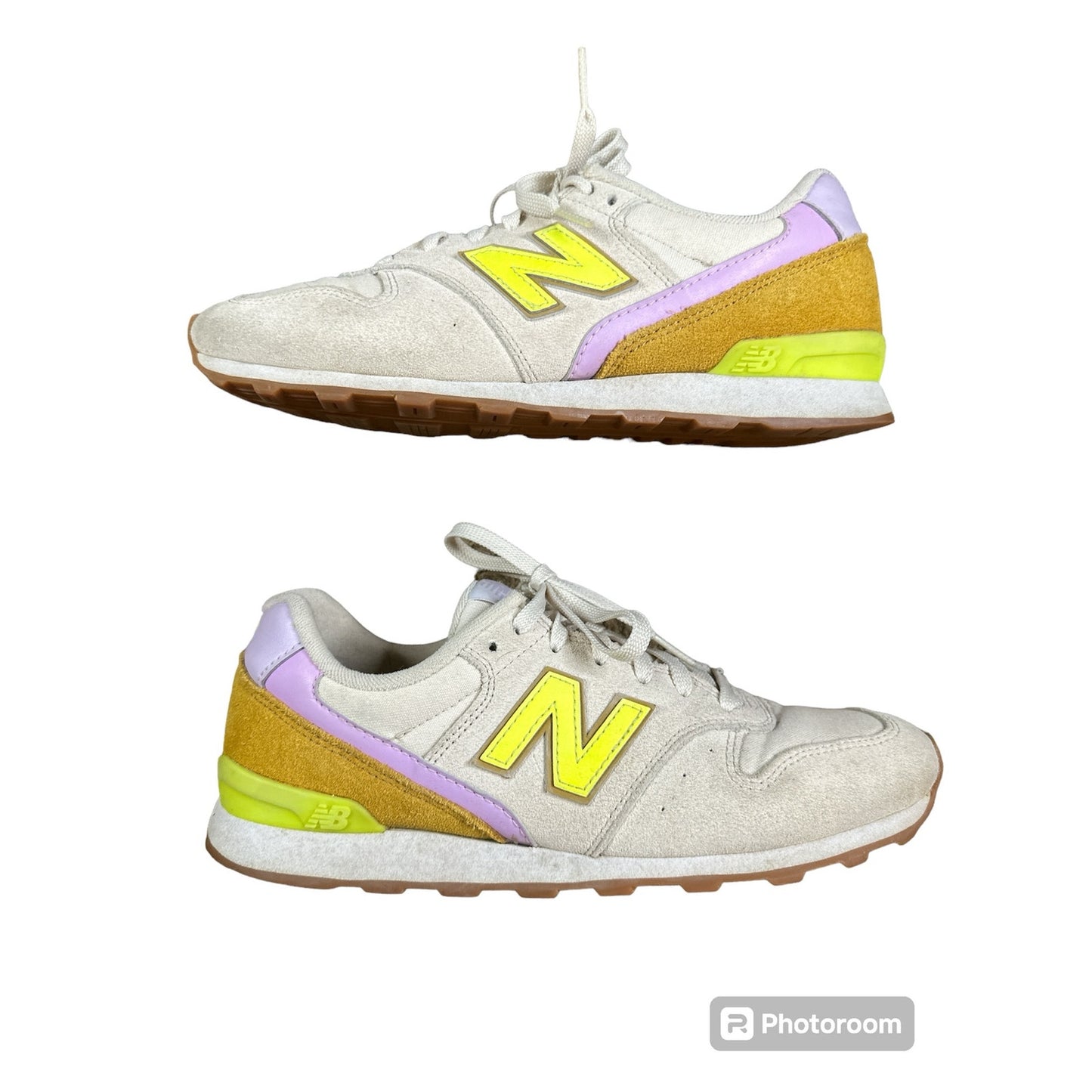 Women’s New Balance Beige Yellow 696 Athletic Lace Up Fashion Sneakers Size 9.5