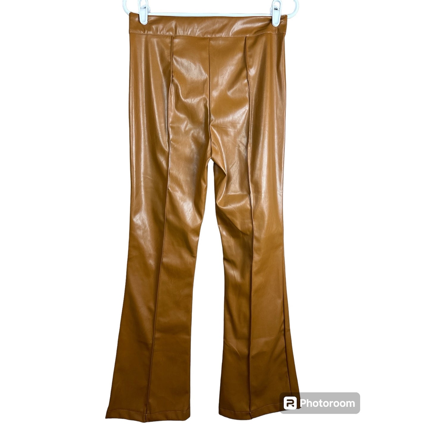 NWT Princess Polly Brown Vegan Leather ‘Braden’ Flare Bootcut Pants Size 8