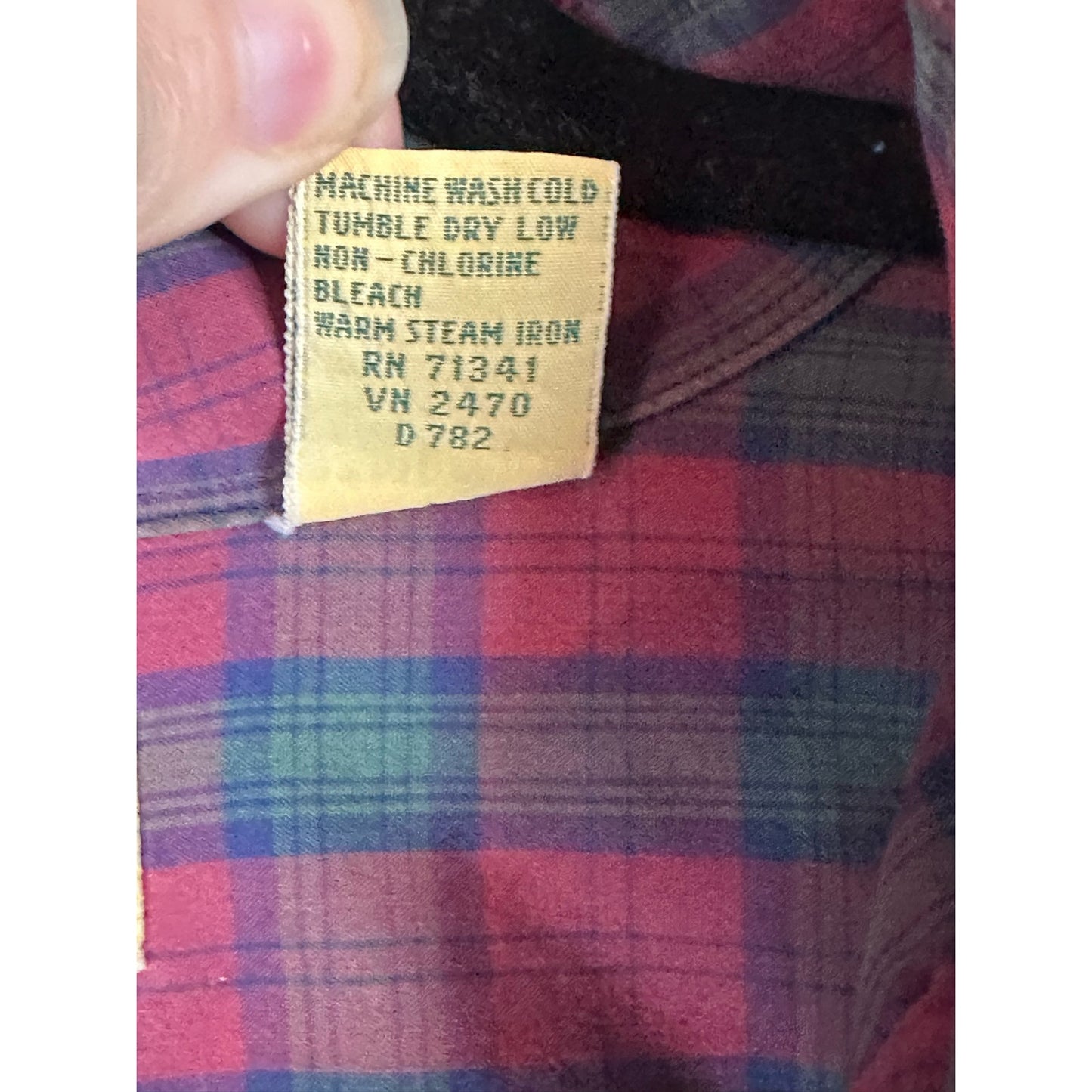 Vintage L.L. Bean Maroon Green Plaid Button Down Long Sleeve Shirt Size Large
