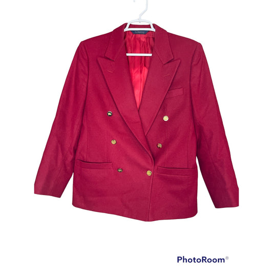 Vintage Red Burberry Long Sleeve Gold Button Double Breasted Blazer