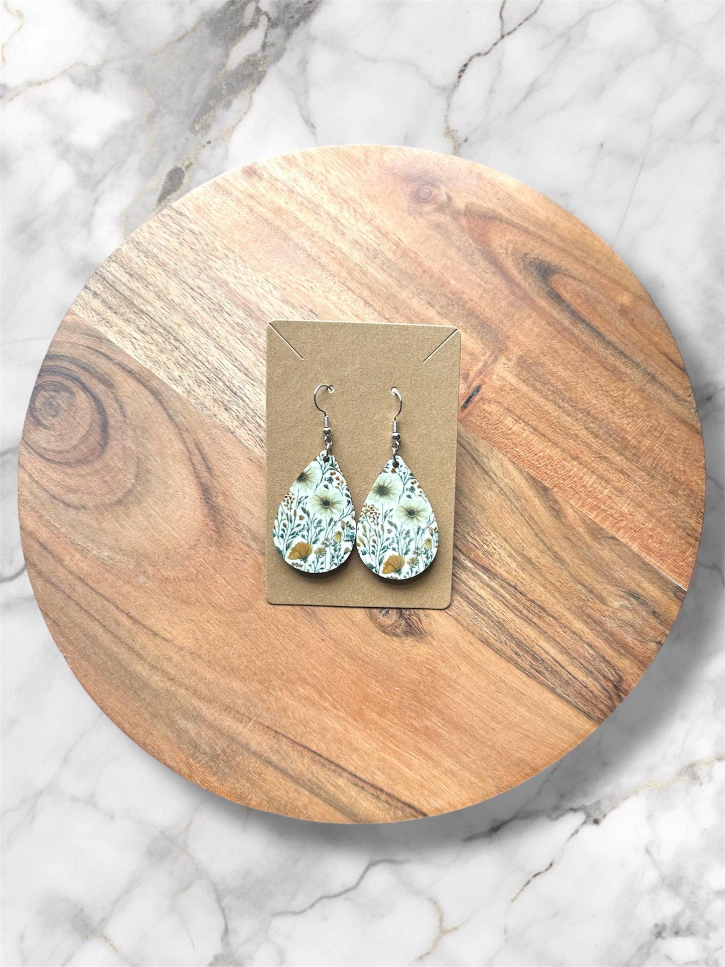 Handmade Sublimated MDF Teardrop Shaped Earrings –  Lightweight, Unique Jewelry