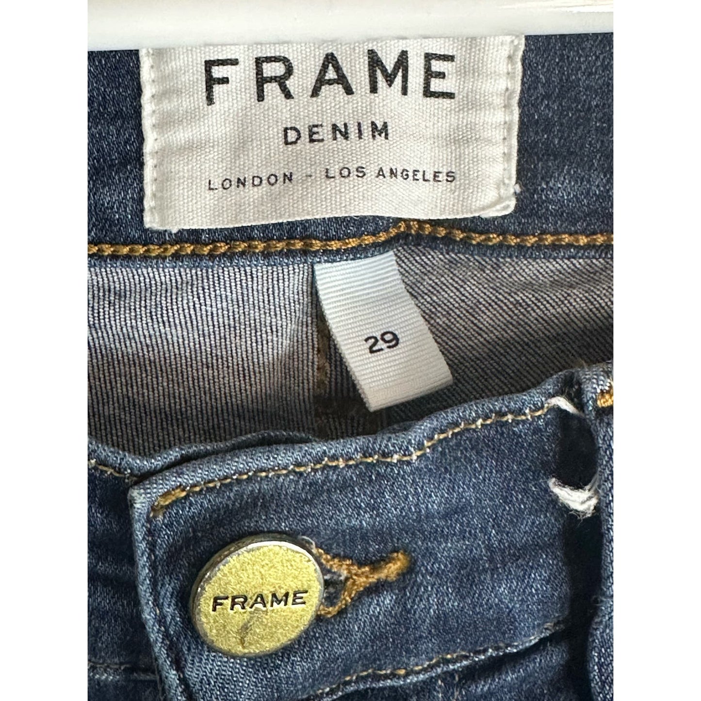 Frame ‘Le Skinny De Jeanne’ Dark Wash Raw Hem Skinny Jeans Size 29