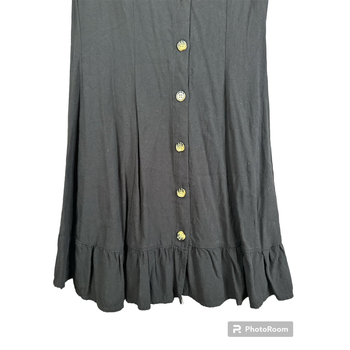 H&M Divided Black Short Sleeve Button Down Ruffle Hem Fit & Flare Dress Size 2