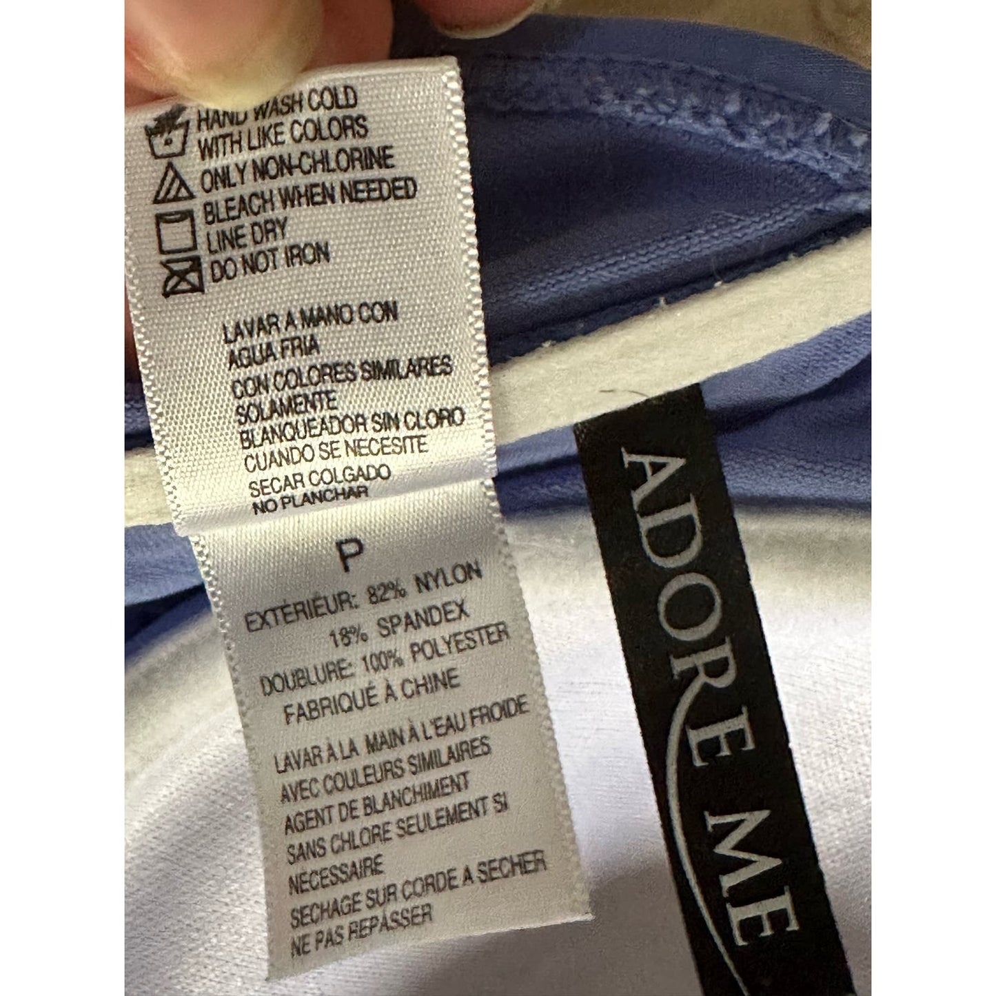 Adore Me Light Blue Purple Bandeau Strapless Adjustable Bikini Top Size Small