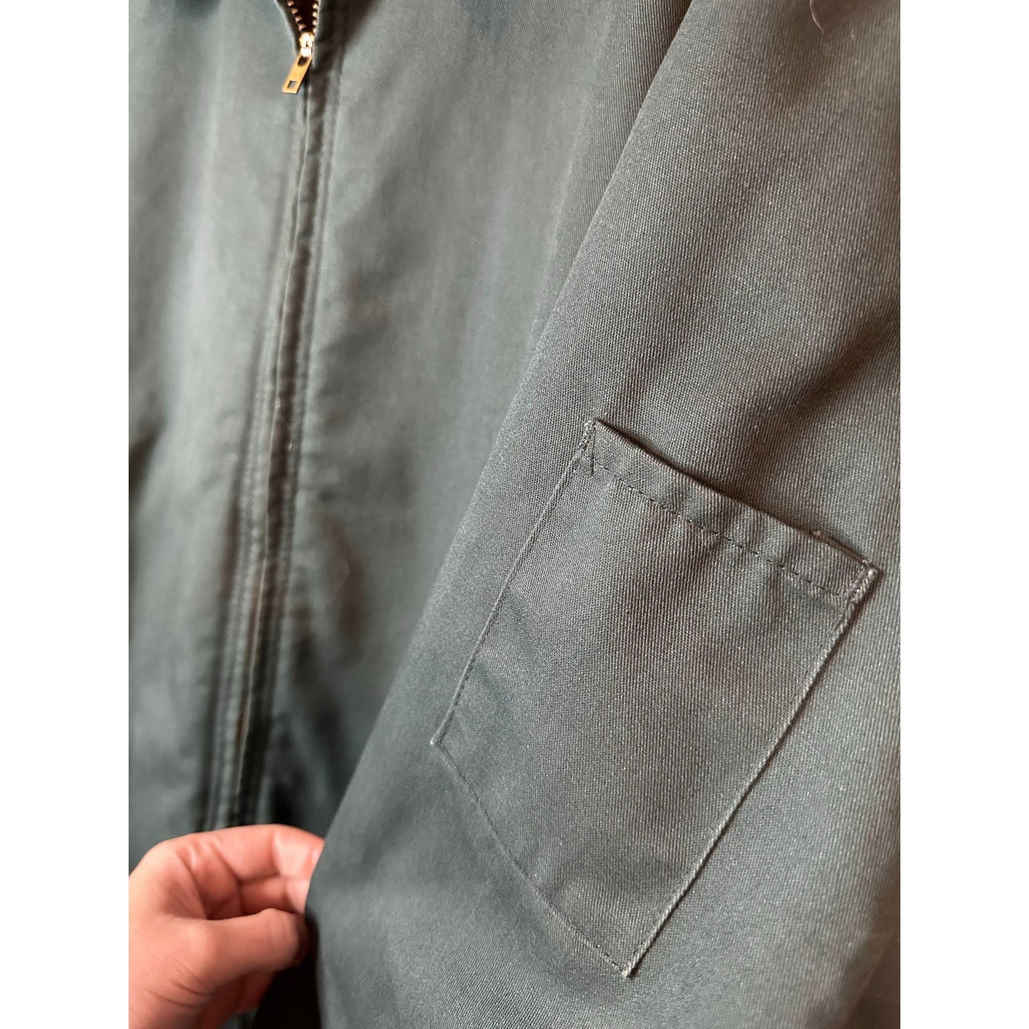Vintage Durable Press Green Long Sleeve Zip Up Canvas Utility Jacket Size 2XL