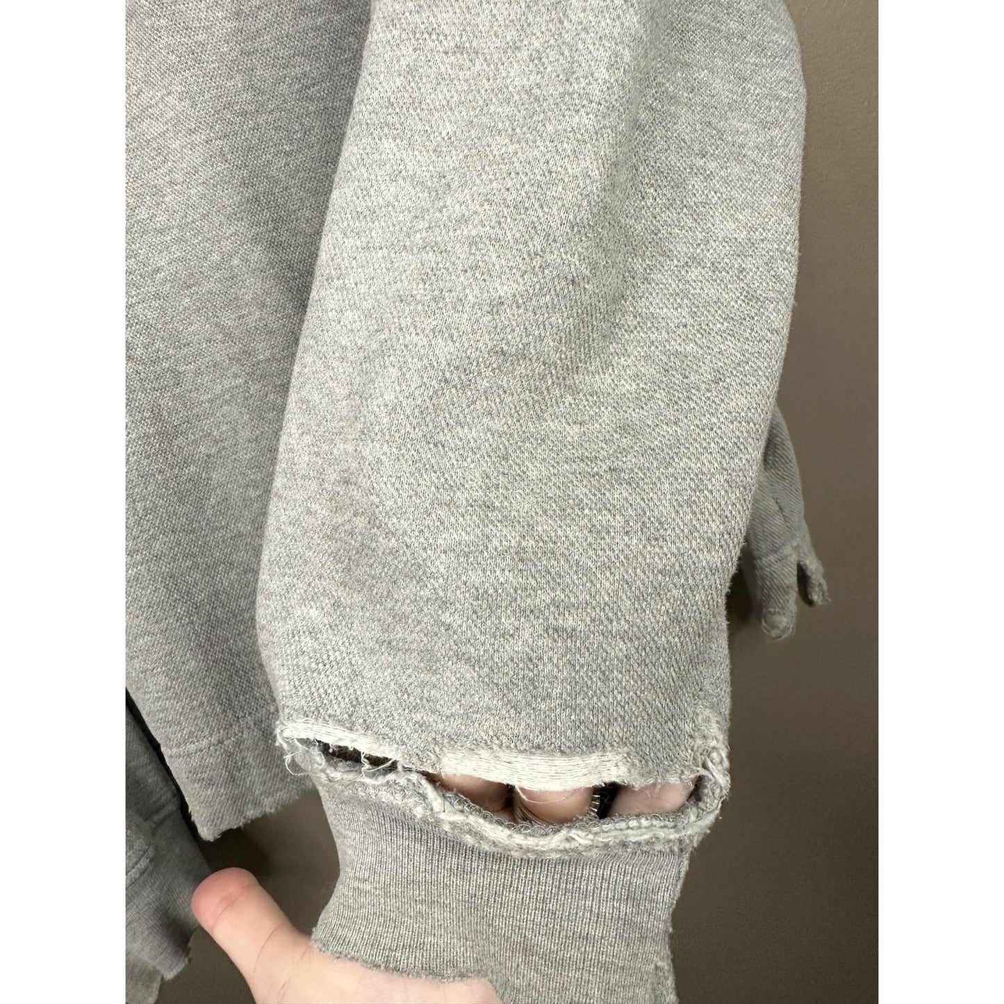 Tommy Hilfiger Grey Long Sleeve Quarter Zip Pullover Distressed Size XL