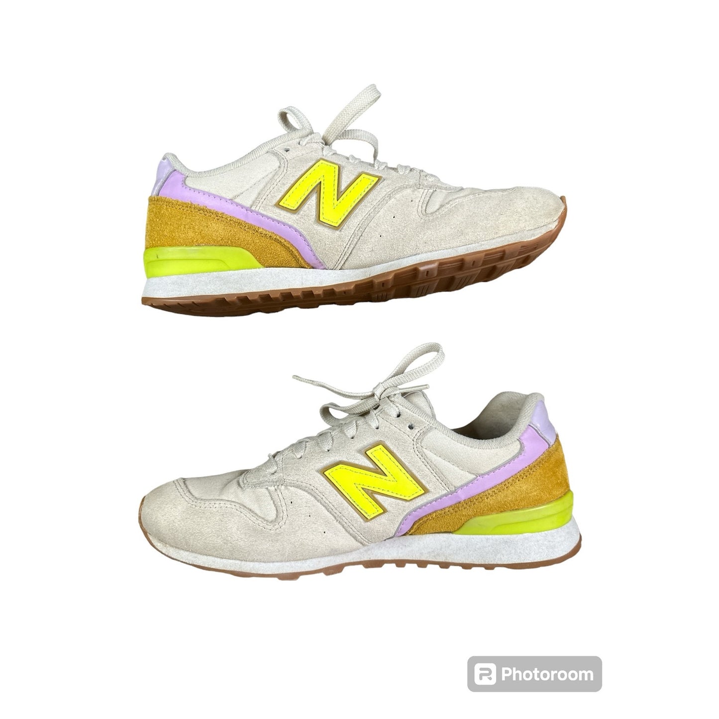 Women’s New Balance Beige Yellow 696 Athletic Lace Up Fashion Sneakers Size 9.5