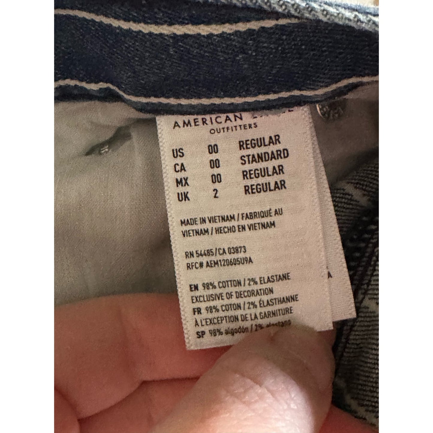 American Eagle Blue White Stripe Wide Leg Crop Blue Jeans Size 00