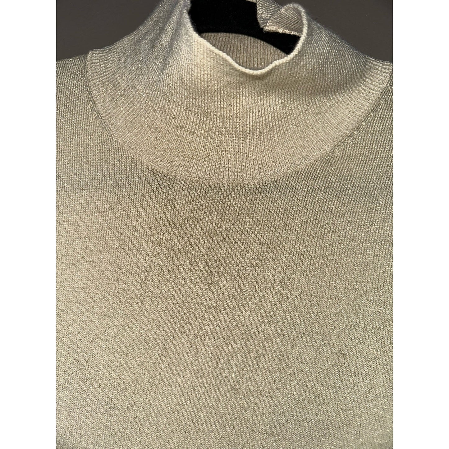 Athleta x Alicia Keys Cowl Neck Long Sleeve Cream Sparkly Wool Bodysuit Size L