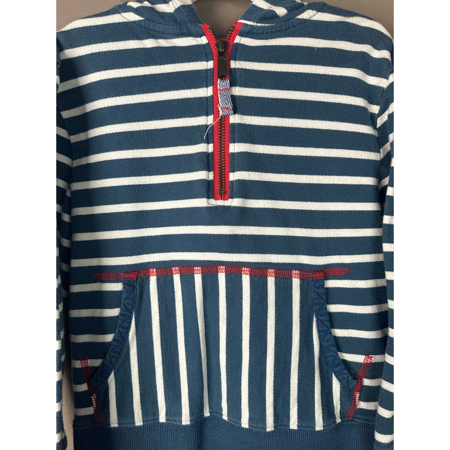 Matilda Jane X Joanna Gaines Unisex Blue White Stripe Quarter Zip Hoodie Size 4