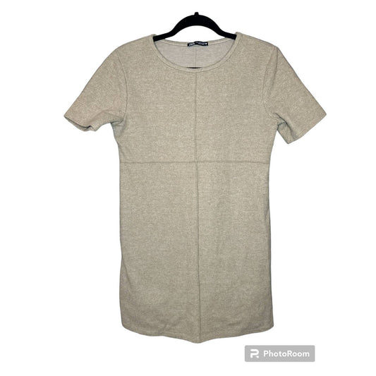 Zara Tan Short Sleeve Polyester Cotton Thick Winter Dress Size Large