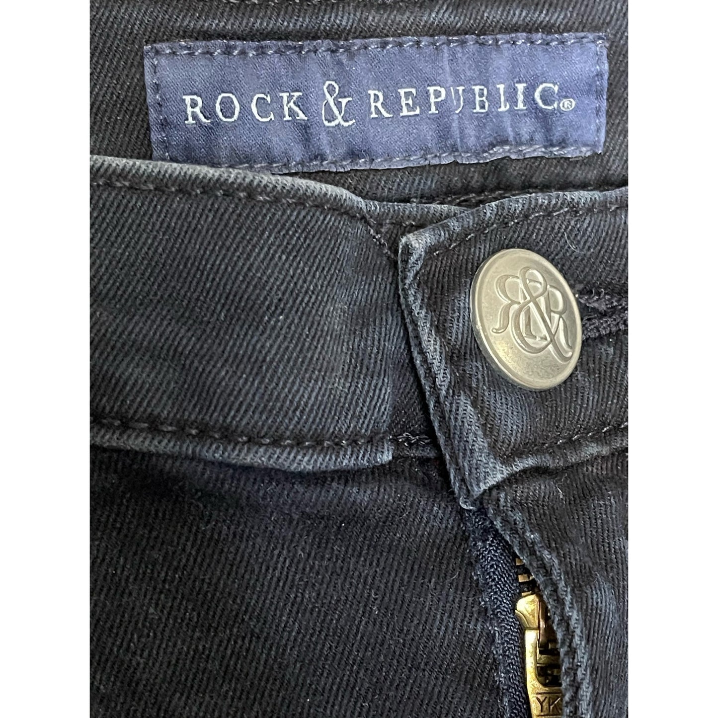 Rock & Republic Black Dark Wash 'Kashmere' High Waisted Skinny Jeans Size 12