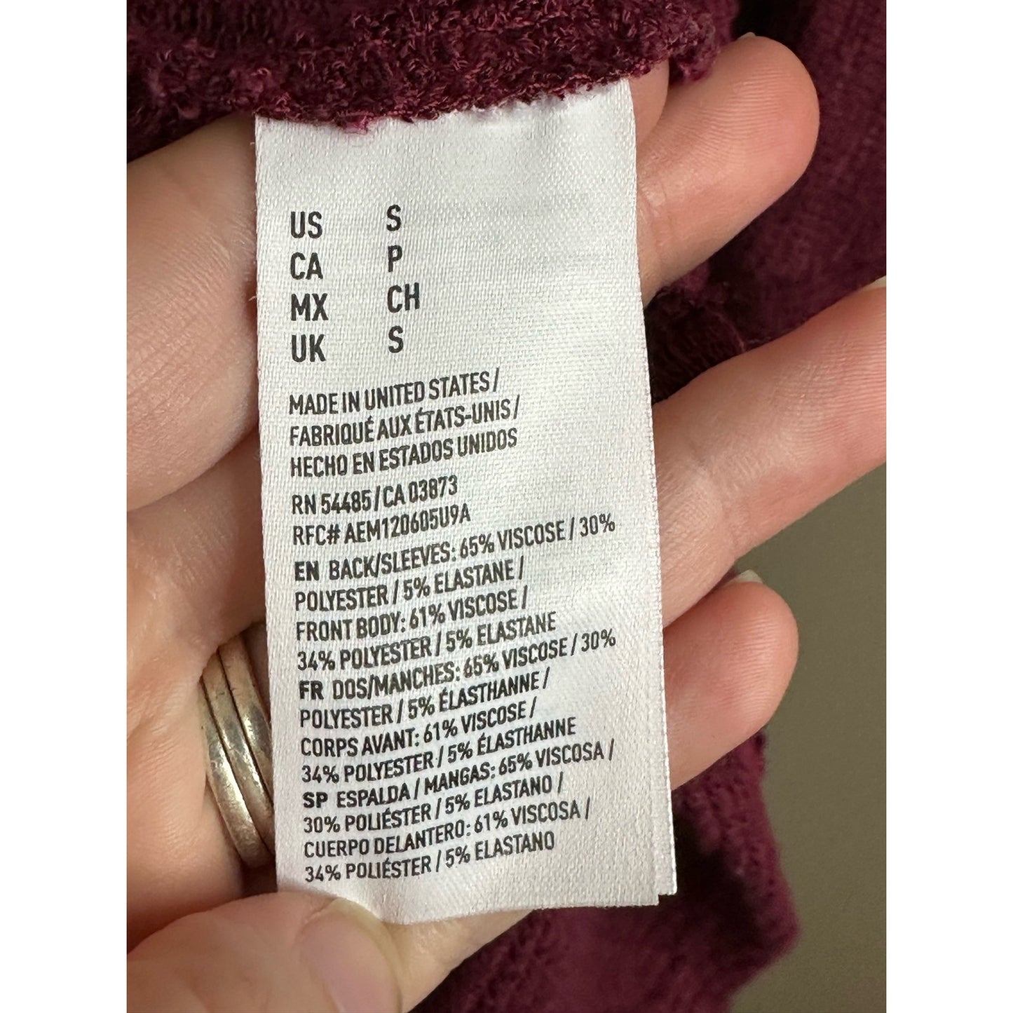 American Eagle Outfitters Long Sleeve Purple Plum Open Front Cardigan Size Small