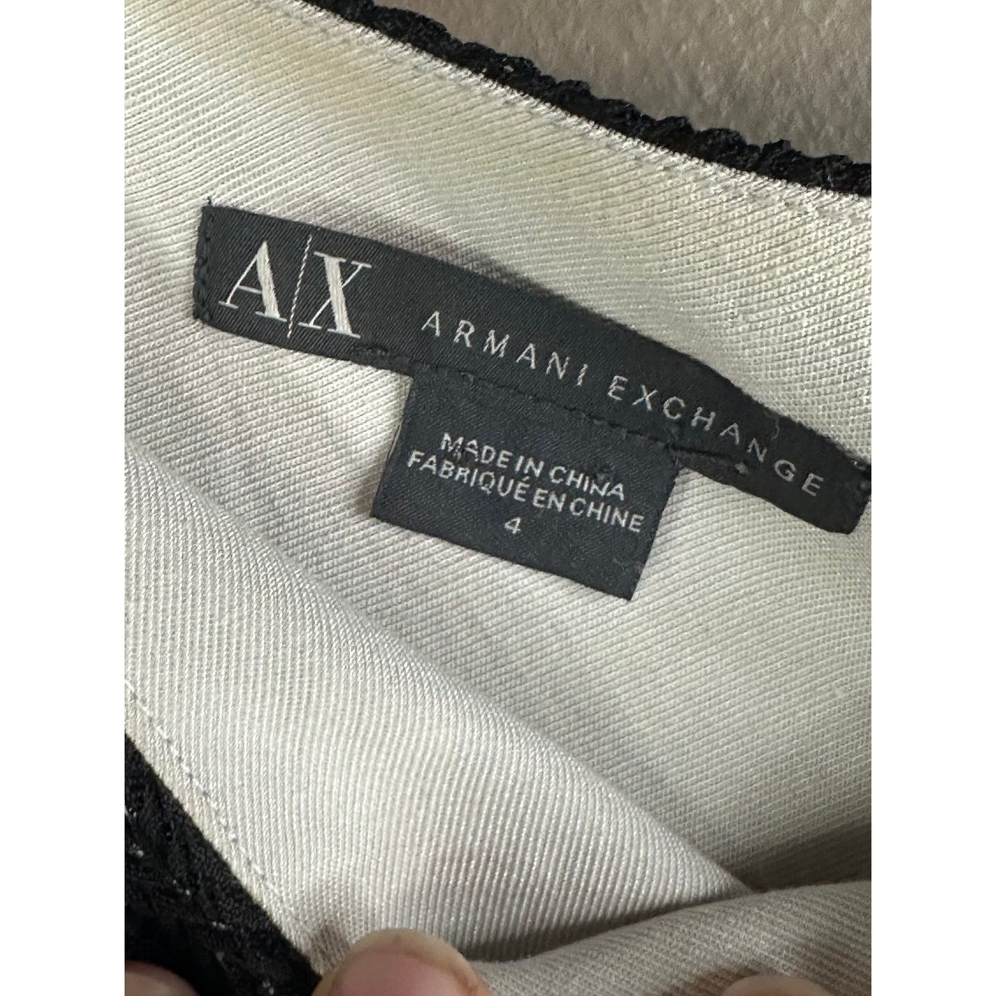 Armani Exchange One Sided Shoulder Zip Up Textured Black white Dress Size 4