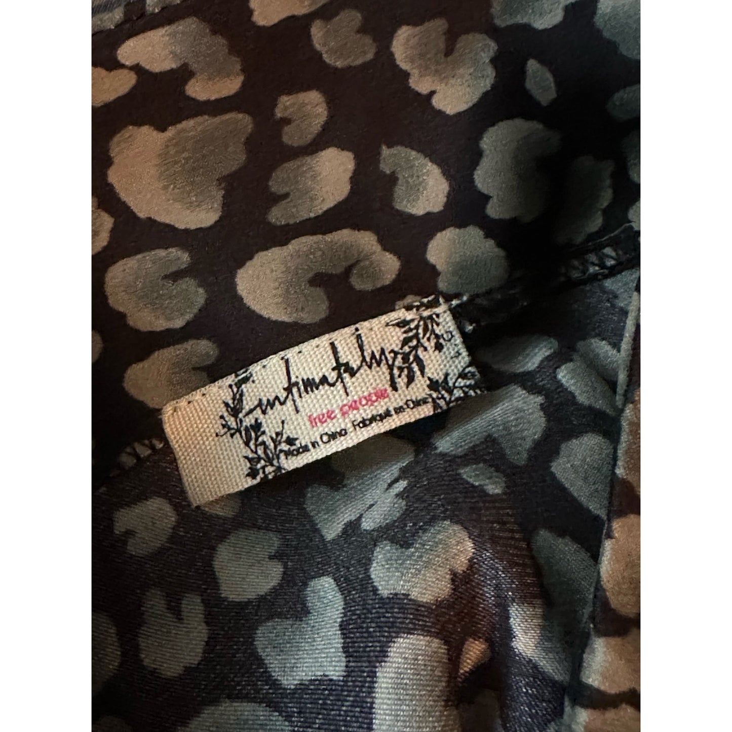 Free People Intimately Button Up Silky Mini Animal Print Grey Black Skirt Size L