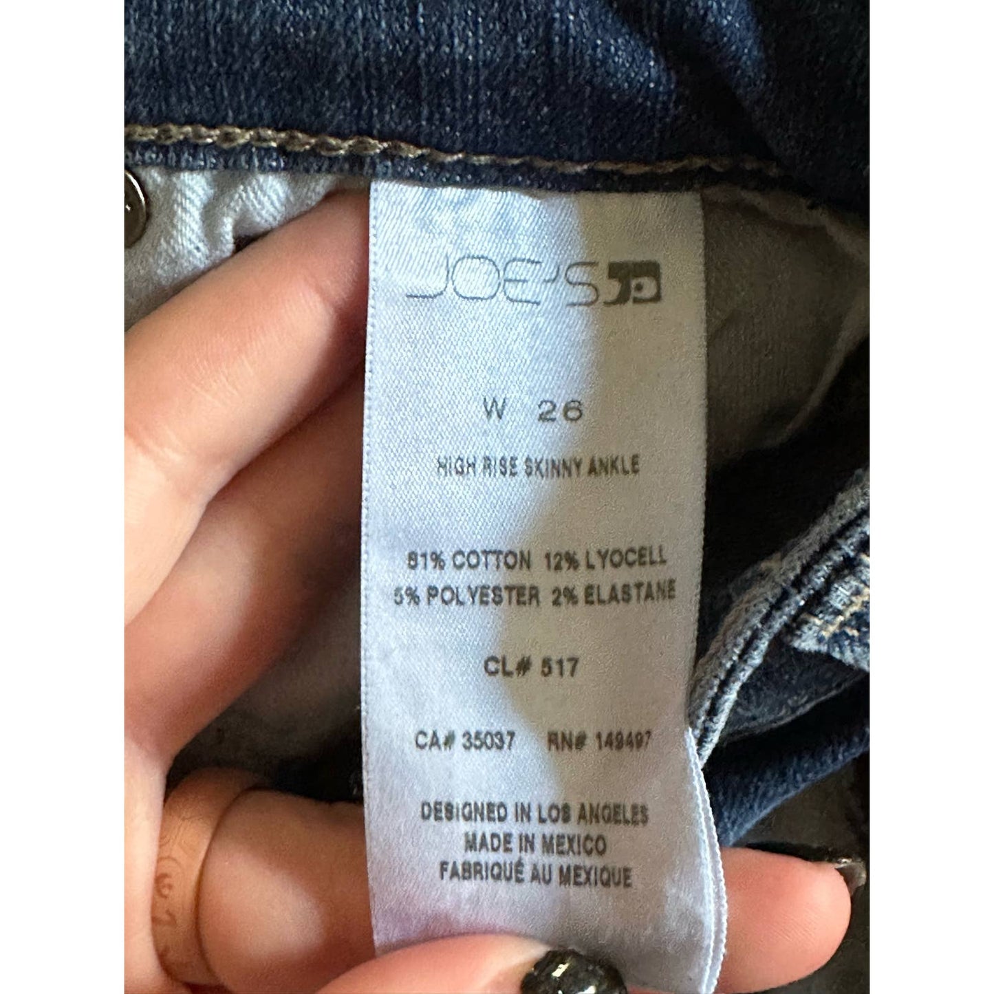 Joe's Jeans High Rise Ankle Skinny Distressed Raw Hem/ Fringe Blue Jeans Size 26