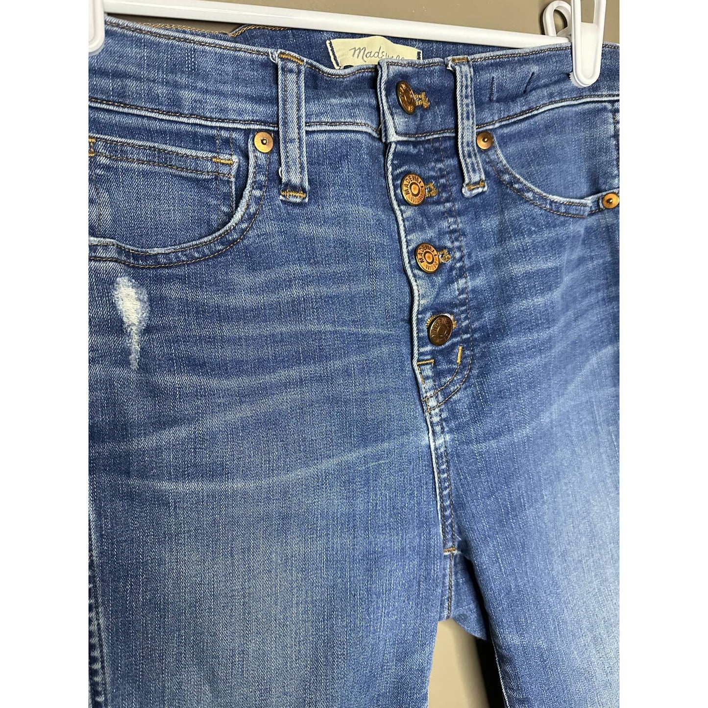 Madewell 10 Inch High-Rise Skinny Jeans Buttonfly Slight Distress Size 26