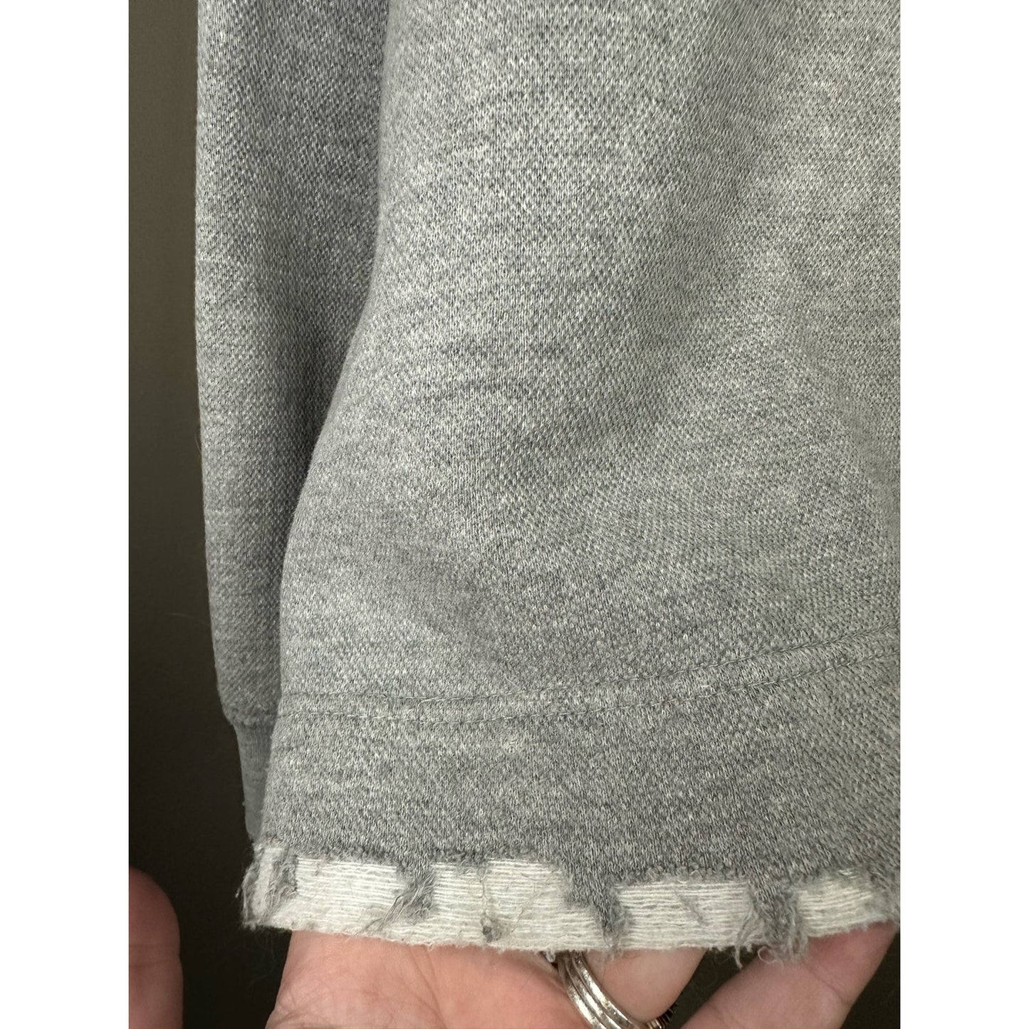 Tommy Hilfiger Grey Long Sleeve Quarter Zip Pullover Distressed Size XL