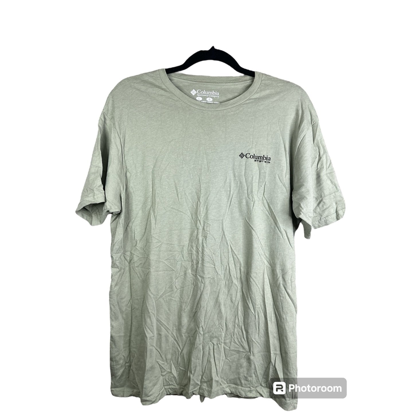Columbia PFG Santa Claus Fishing Short Sleeve Light Green T-Shirt Size Large