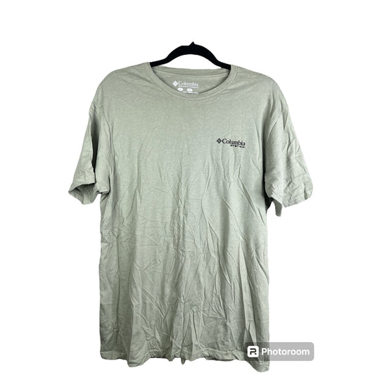 Columbia PFG Santa Claus Fishing Short Sleeve Light Green T-Shirt Size Large