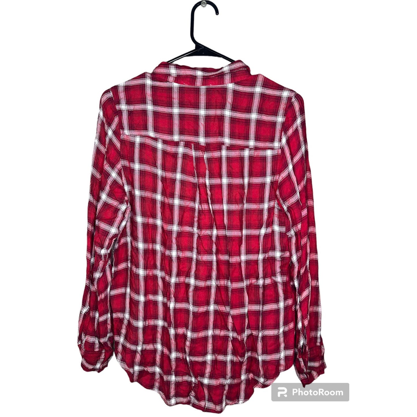 Hollister Red White Plaid Button Down Flannel Size Medium