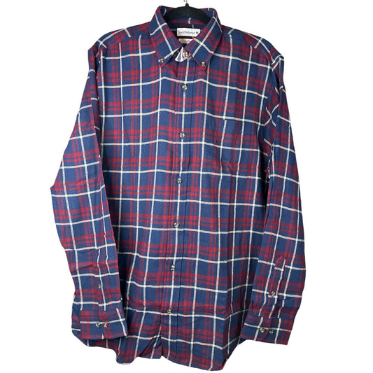NEW Men’s Saddlebred ‘Classic Fit’ Maroon Blue Button Down Plaid Shirt Size L