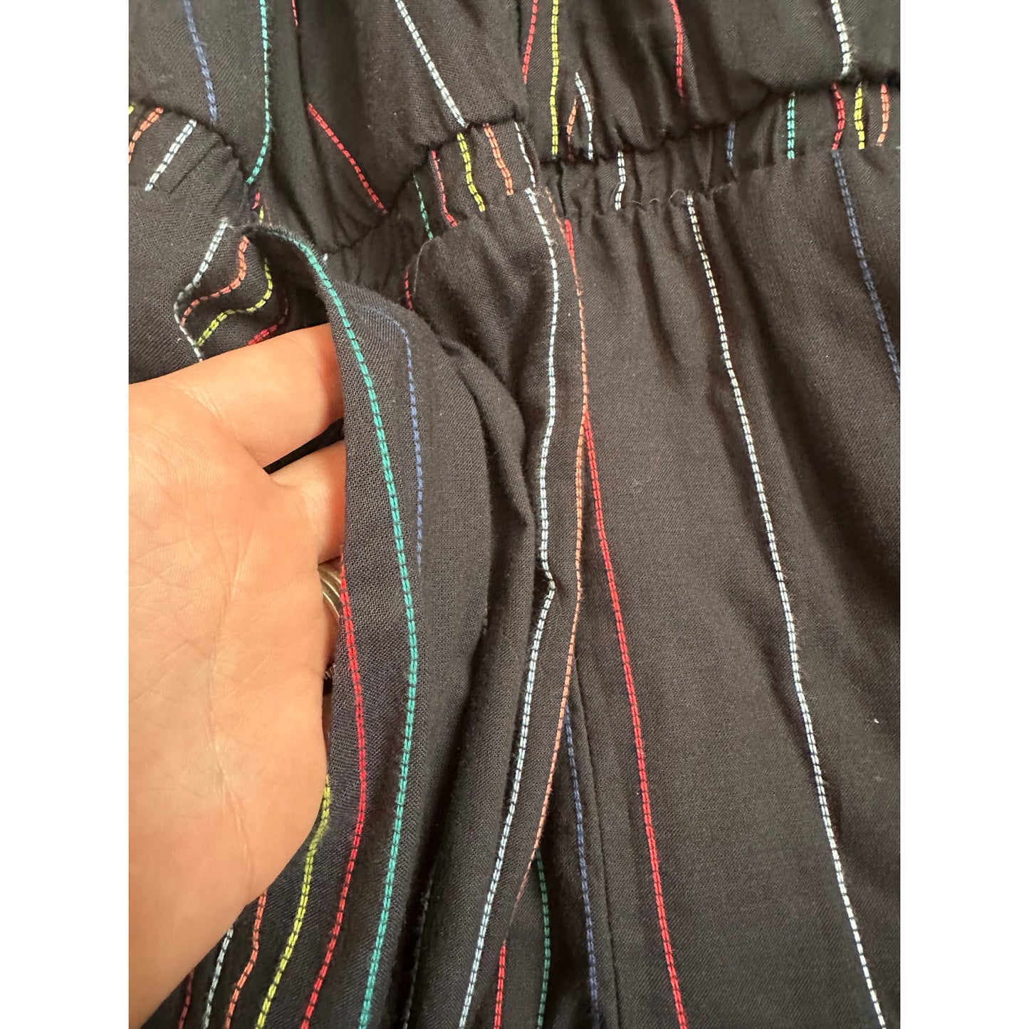 Dolan Made in USA Blue Stripe Sleeveless Pants Romper Crop Jumpsuit Size XS