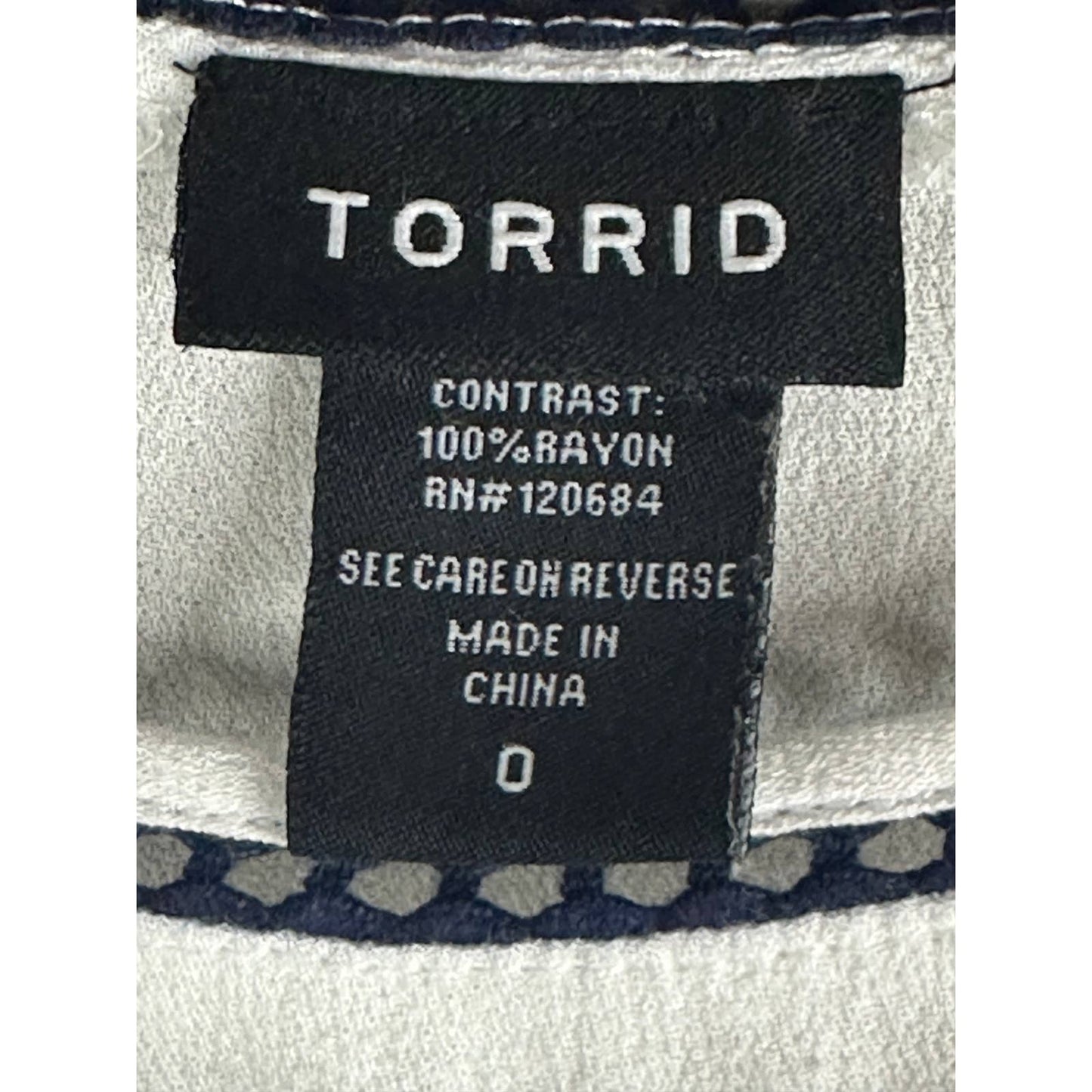 Torrid White Blue Floral Embroidered Peasant Blouse Short Sleeve Size 0
