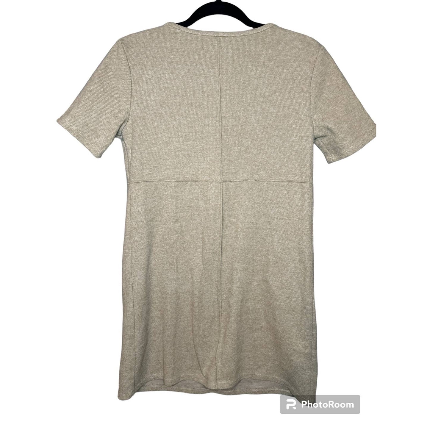 Zara Tan Short Sleeve Polyester Cotton Thick Winter Dress Size Large