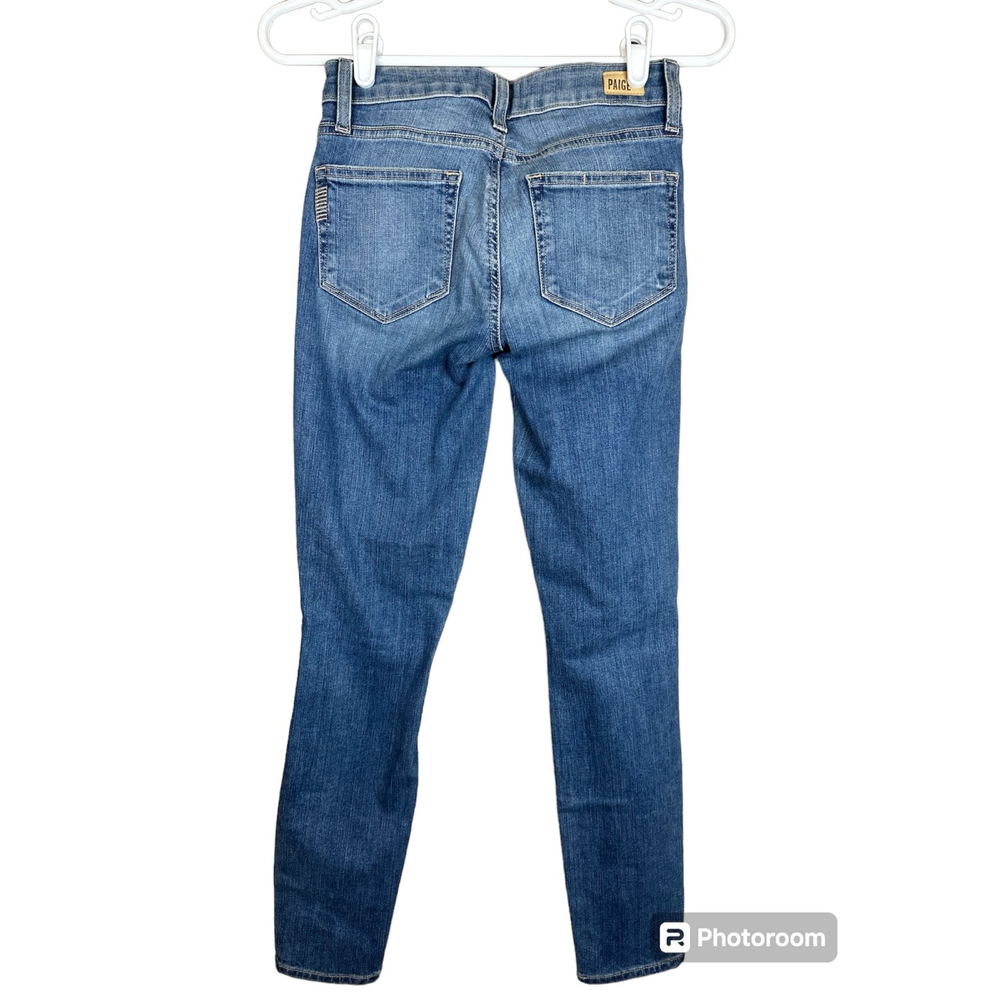 Paige Verdugo Ankle Distressed Medium Wash Blue Skinny Jeans Size 24