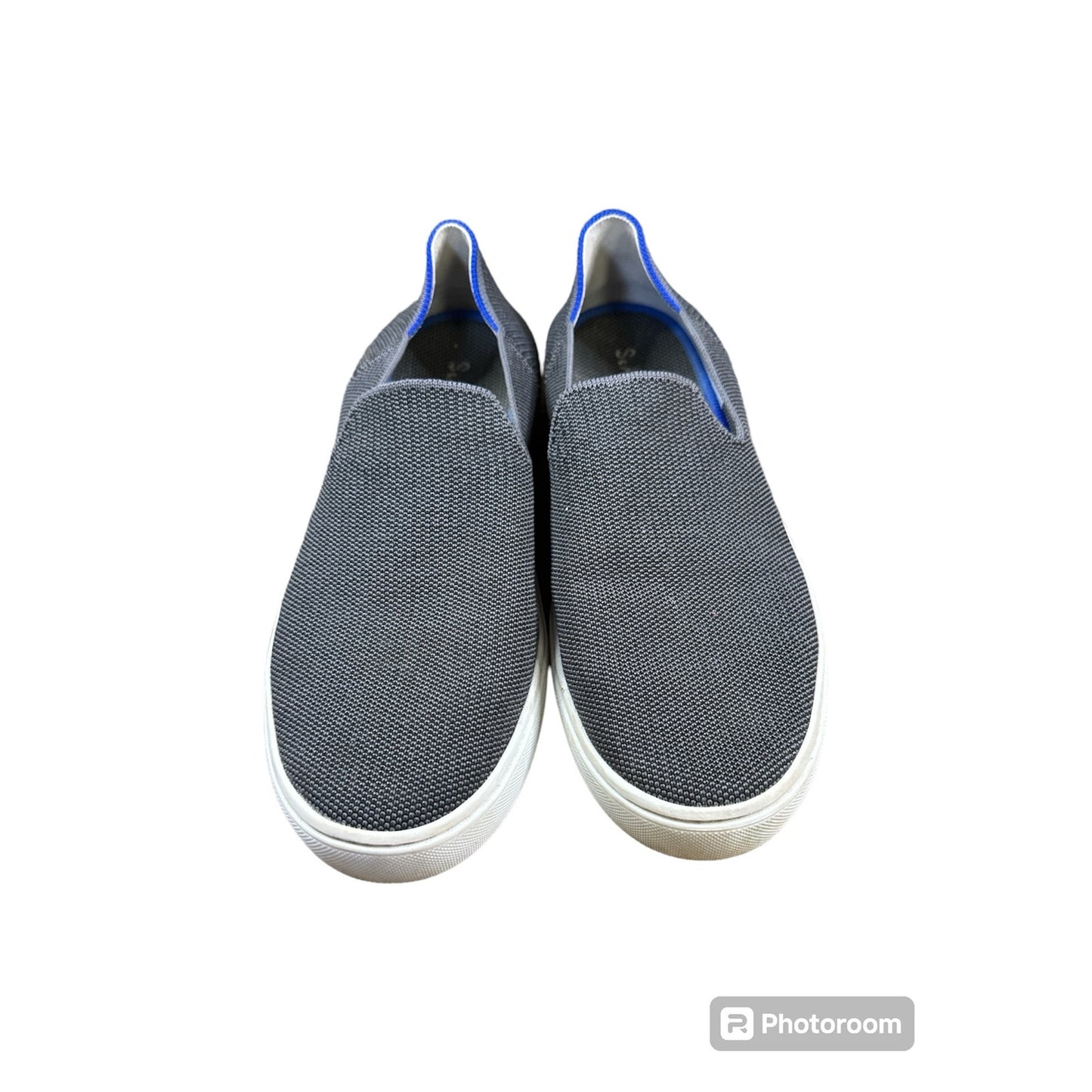 Women’s Rothy’s Light Grey White Slip On Sneaker Woven Shoe Size 9.5