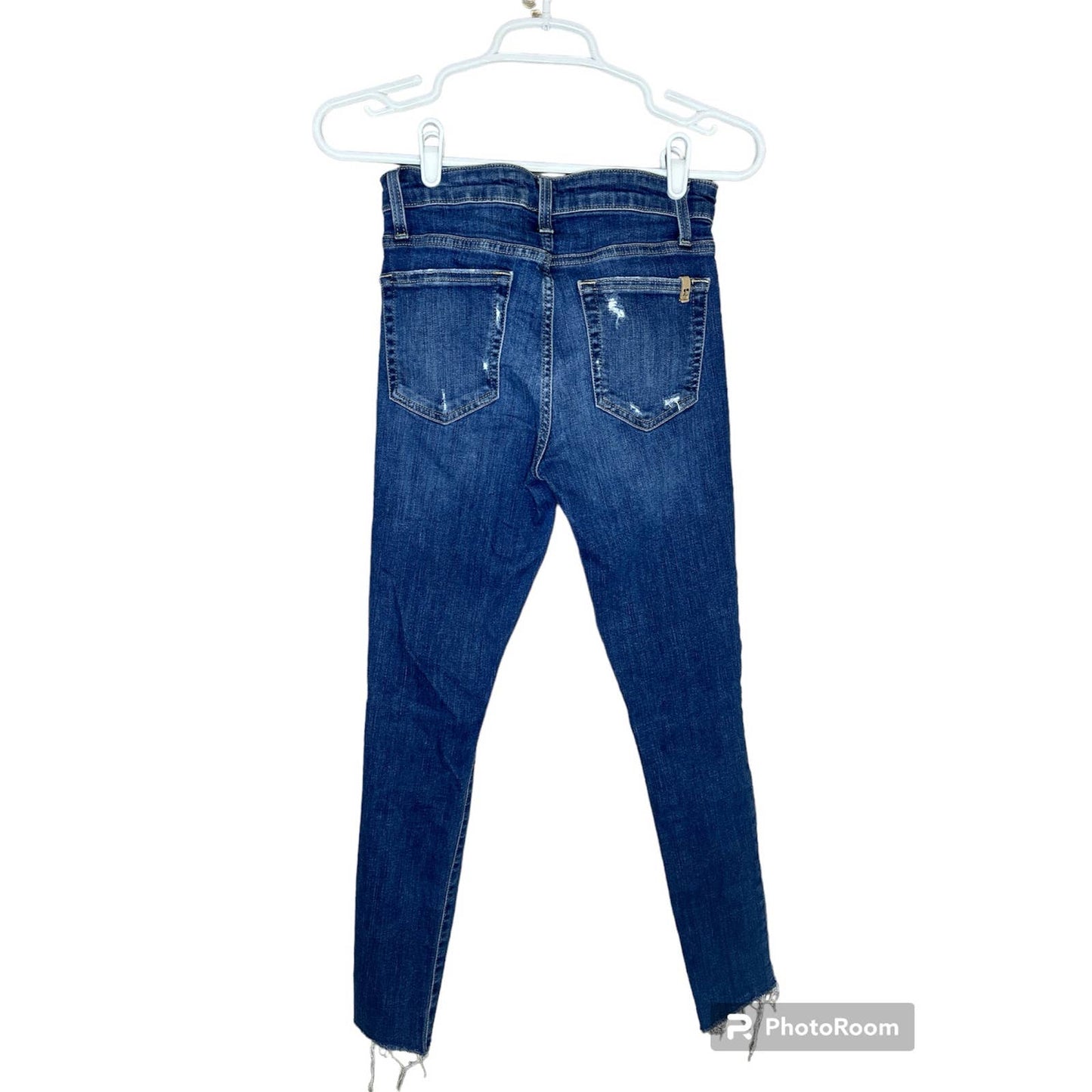 Joe's Jeans High Rise Ankle Skinny Distressed Raw Hem/ Fringe Blue Jeans Size 26