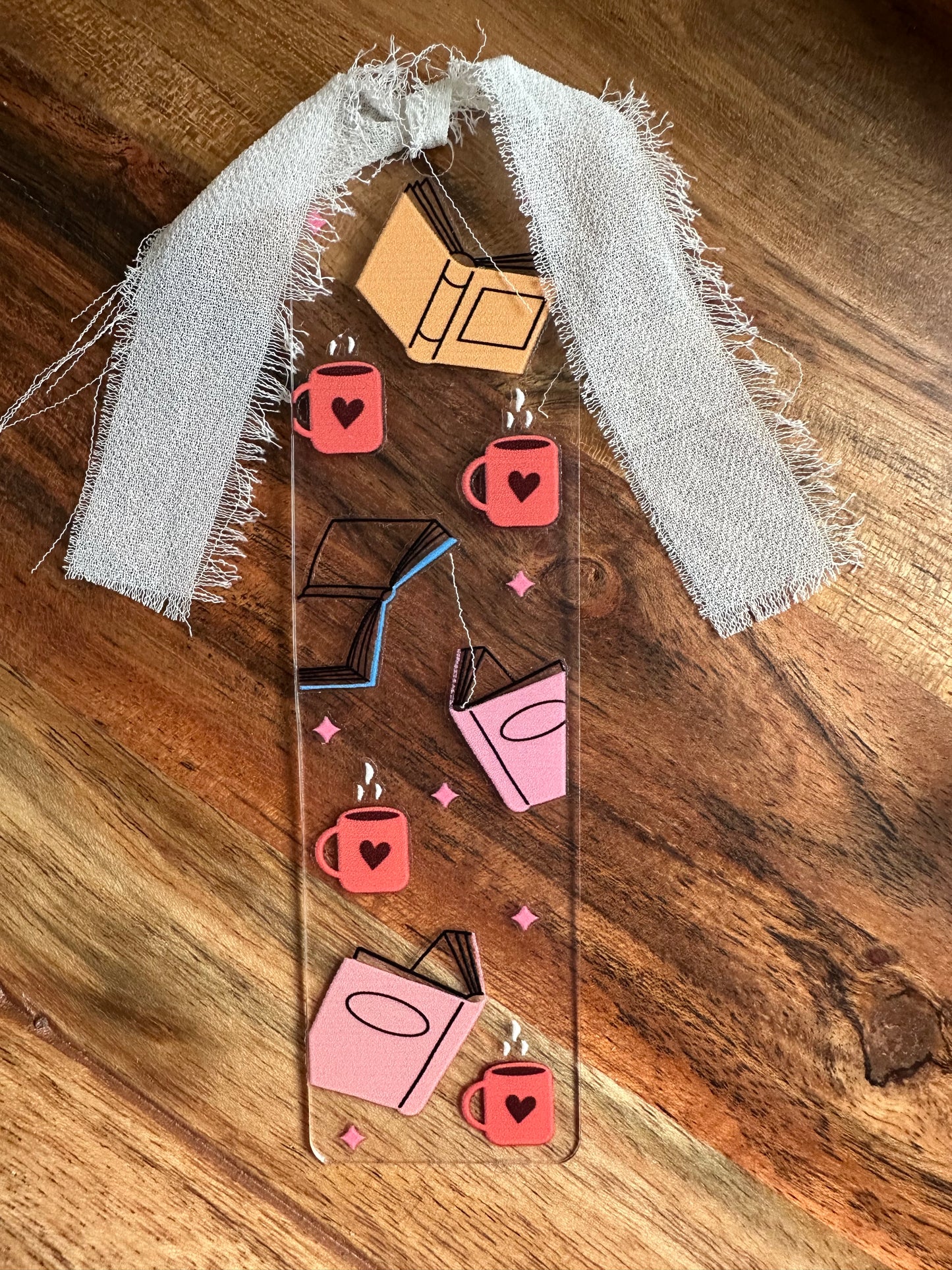 Handmade Clear Acrylic Bookmarks- Thin, Clear, Lightweight With Sayings + Ribbon or Tassel