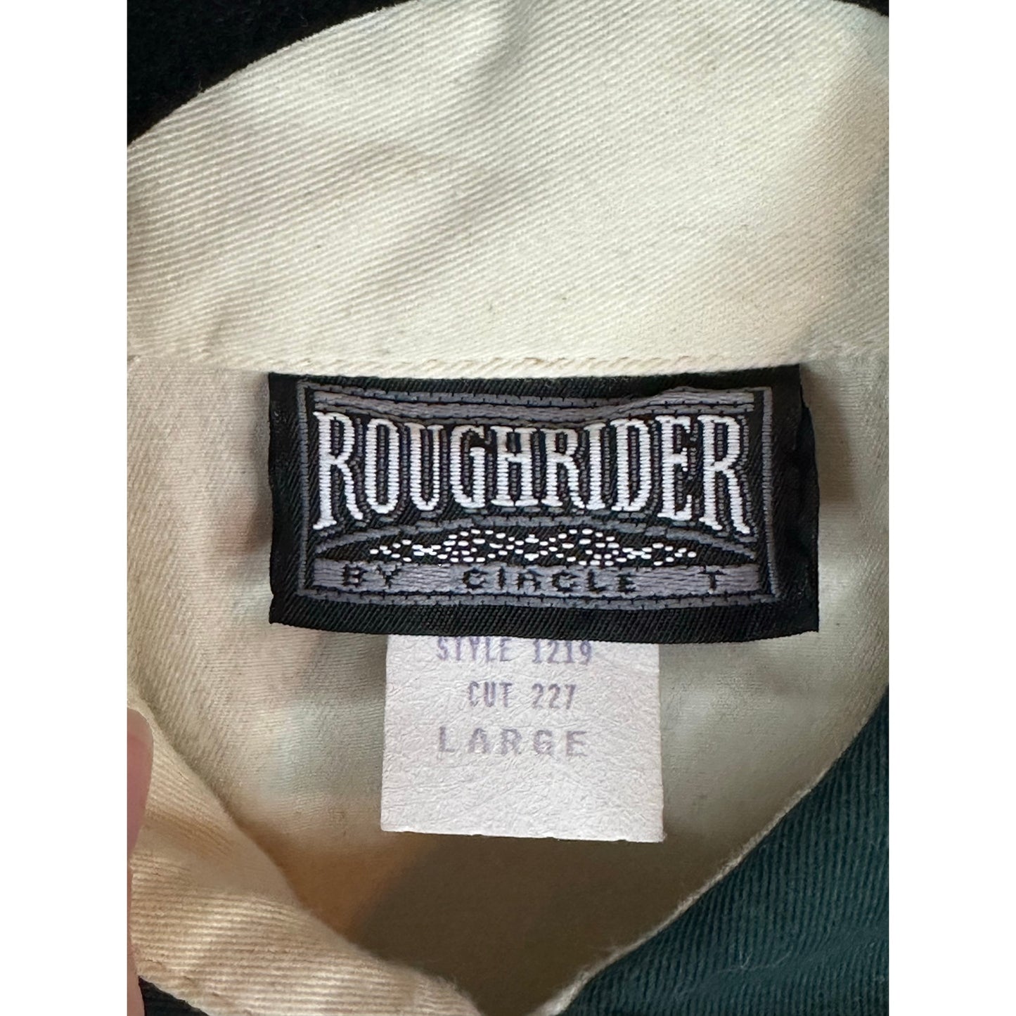 Vintage RoughRider Western Tassel Long Sleeve Button Down White Teal Size L