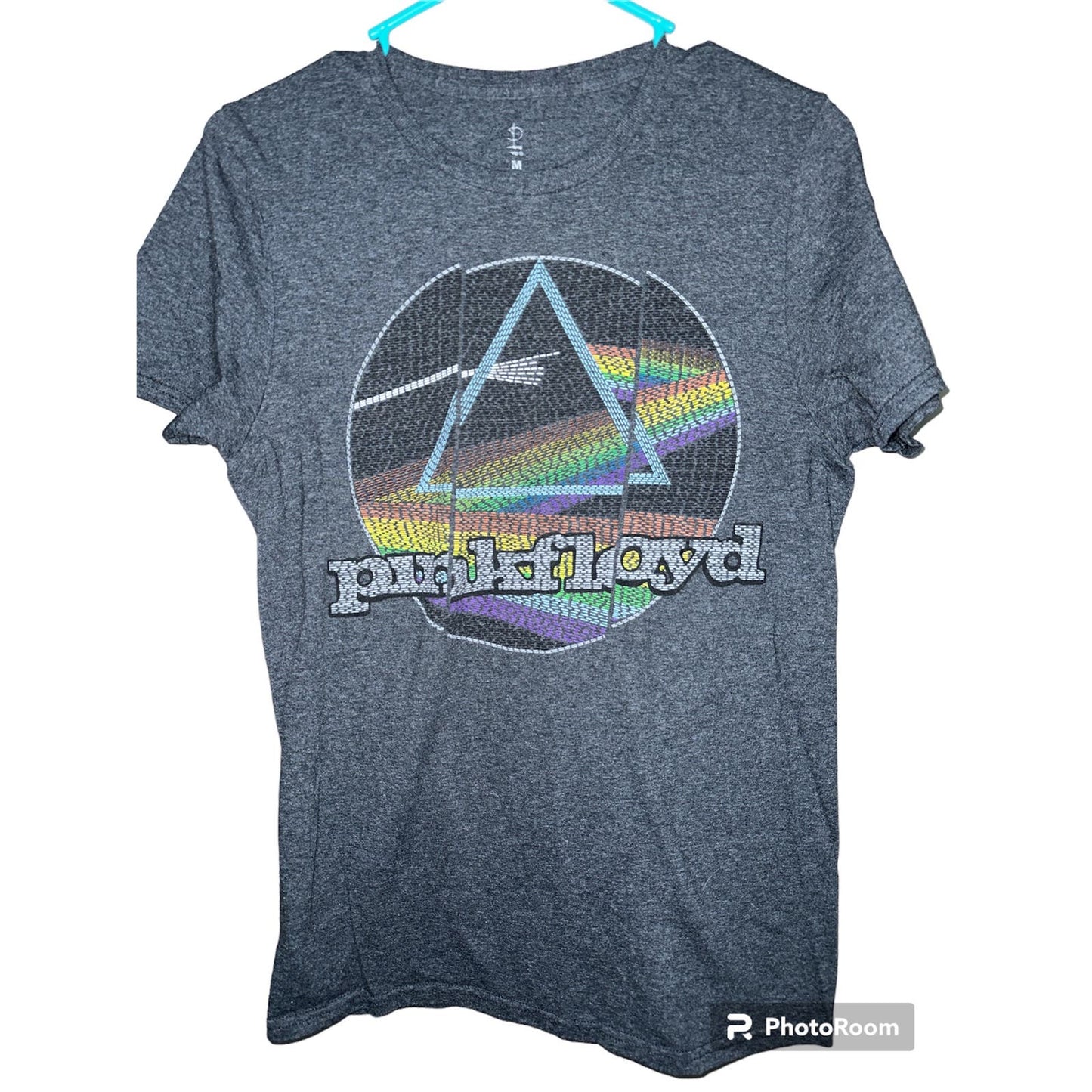 Pink Floyd Blue Short Sleeve Rainbow Logo T-Shirt Size Medium