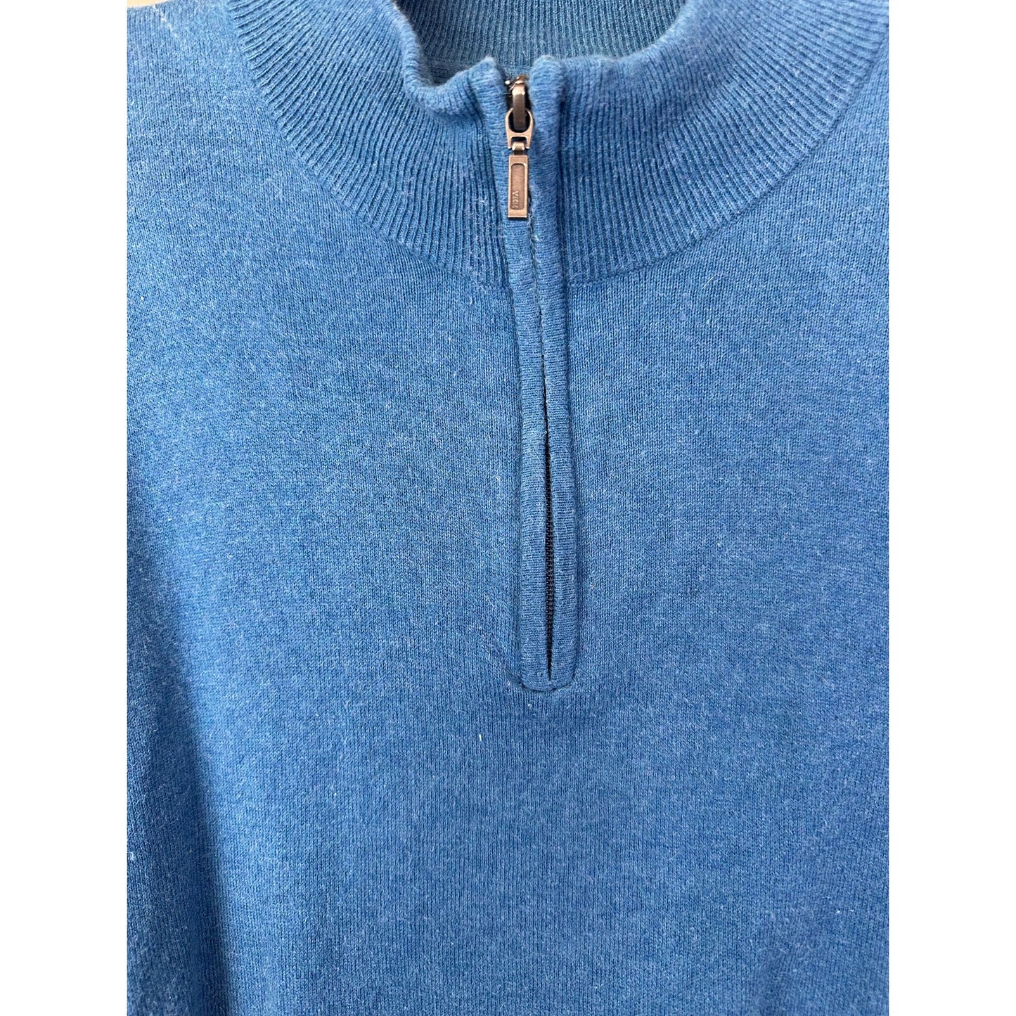 Men’s L.L.Bean Blue Quarter Zip Pullover Cashmere Sweatshirt Size Large-Tall