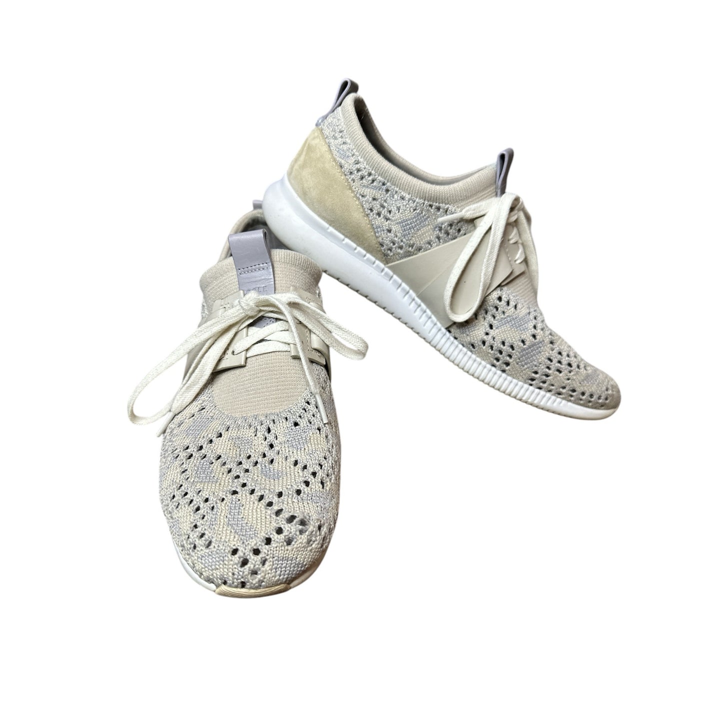 Women’s Cole Haan Studiogrand Lace Up Knitted/ Woven Beige Shoes Size 8